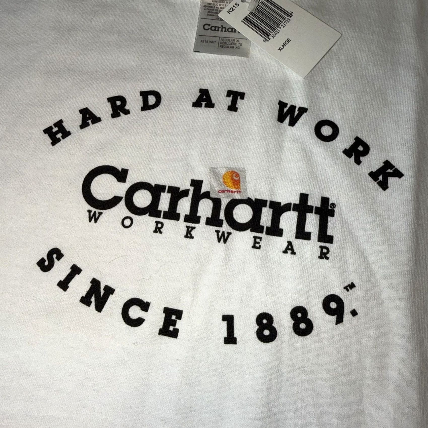 Carhartt VINTAGE Carhartt White Graphic Print Hard At Work T Shirt Mens XL New K215 Size US XL / EU 56 / 4 - 2 Thumbnail