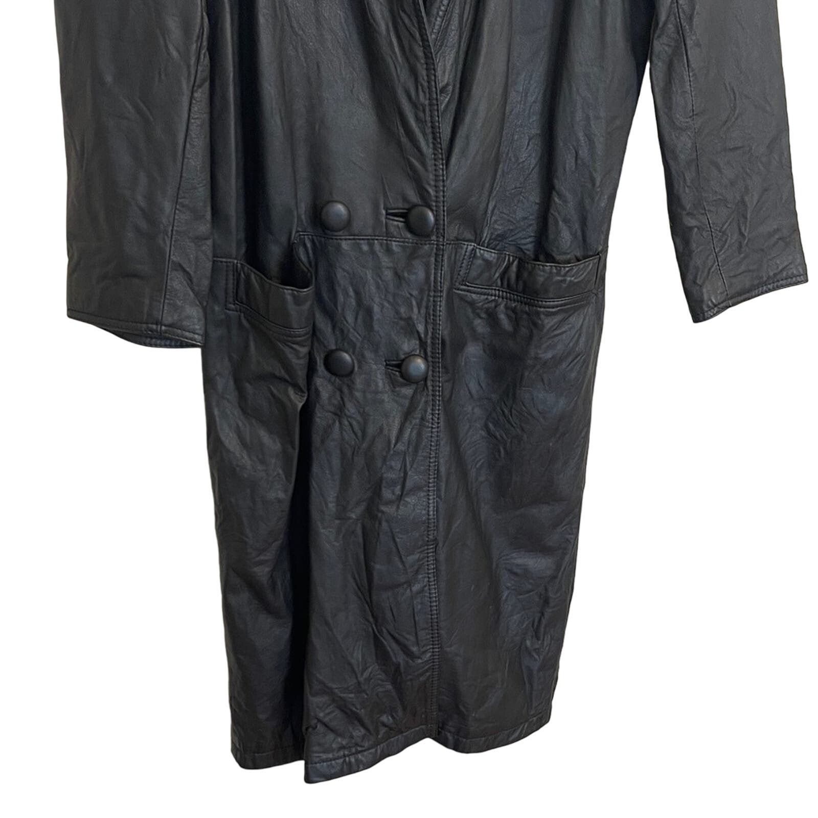 Other Vintage 90s PELLE CLUB Double Breast Leather Trench Coat Size M / US 6-8 / IT 42-44 - 5 Thumbnail