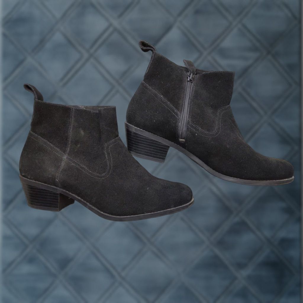 Vionic Vionic Boots Womens 8.5 Suede Ankle Zip Block Heel VS355 Booties Black Suede Size US 9 / IT 39 - 1 Thumbnail