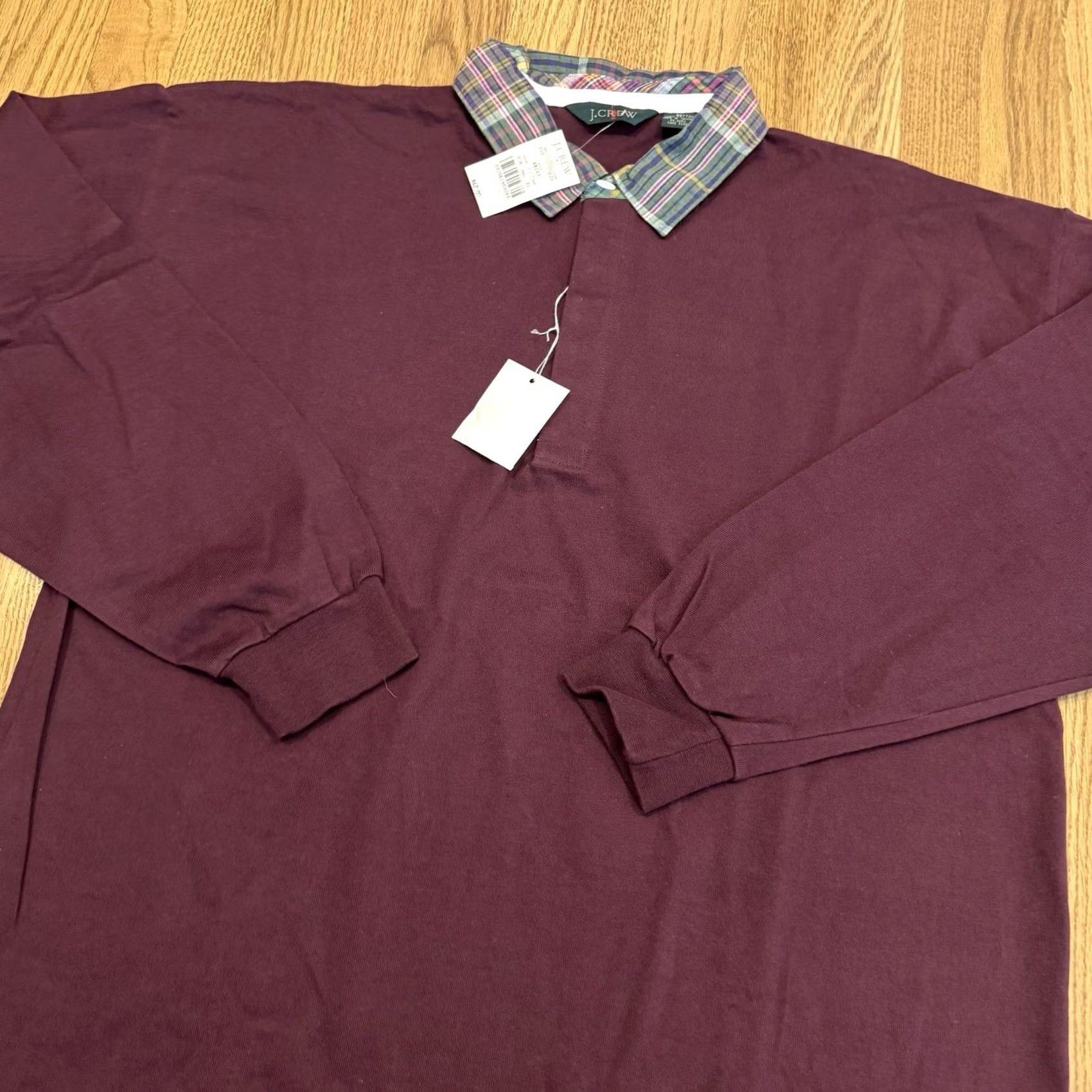 J.Crew VINTAGE J.CREW Polo Shirt Long Sleeve Men XL Maroon Rugby Golf plaid Oarsman 90s 2000s Mens Size US XL / EU 56 / 4 - 2 Thumbnail