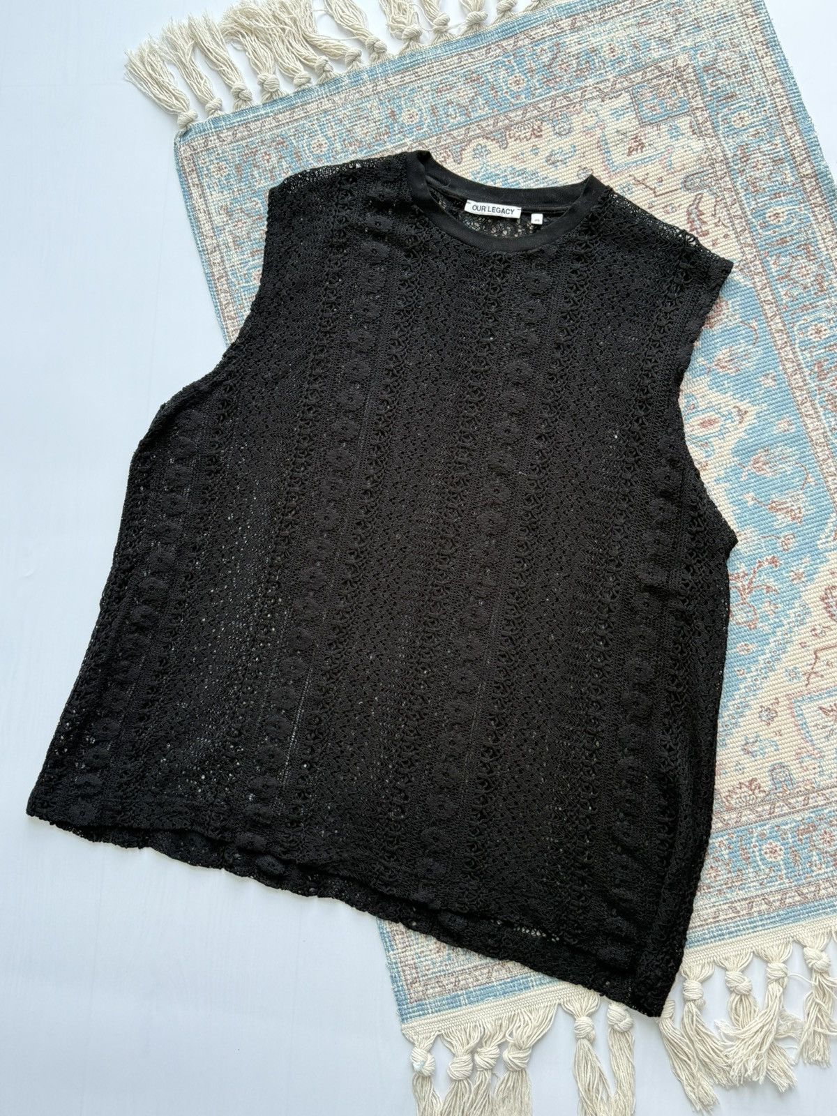 Our Legacy Our Legacy Box Sleeveless Oversized Black Crochet Tank Size US S / EU 44-46 / 1 - 8 Thumbnail