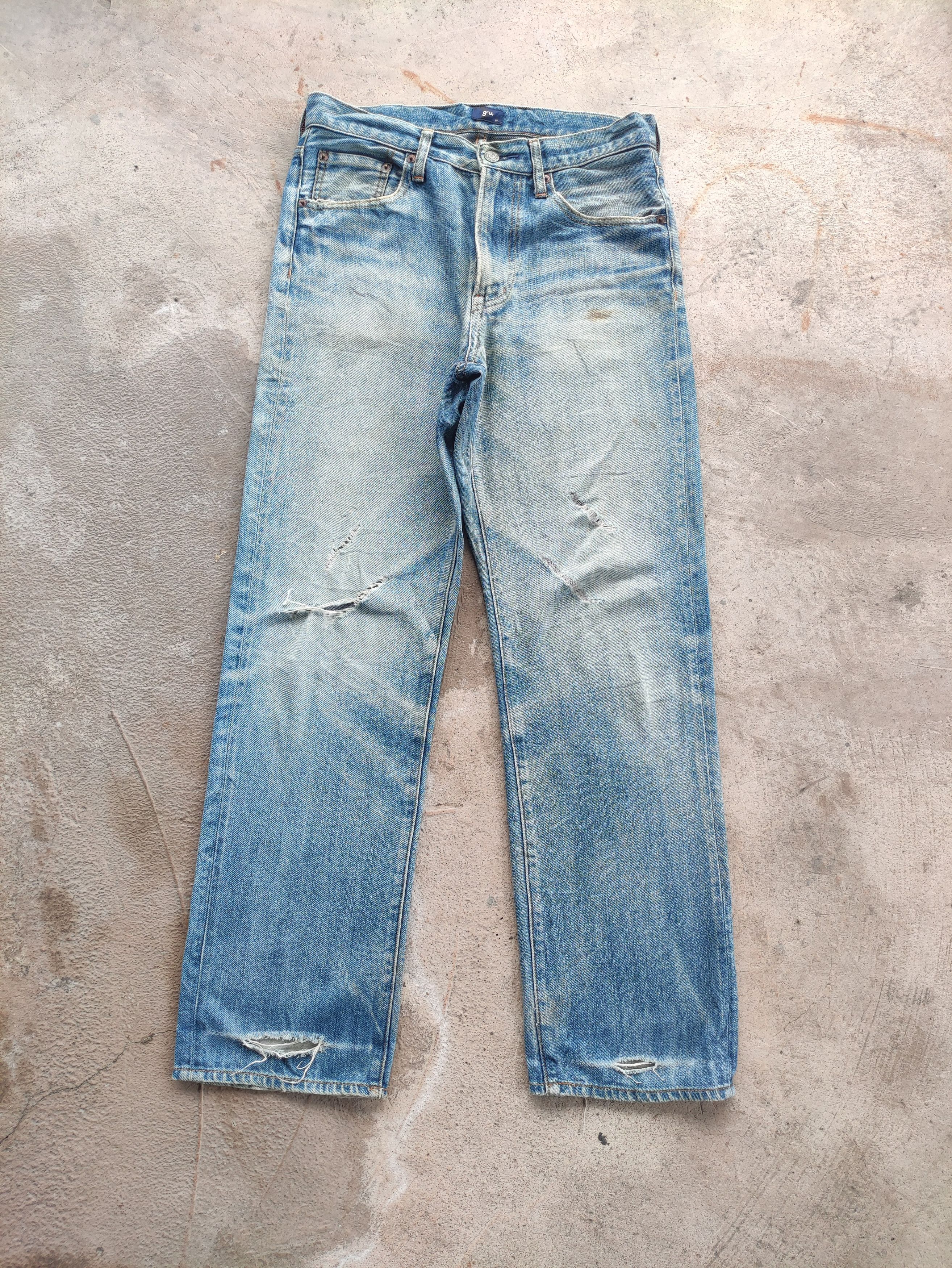 Vintage GU Jean Distressed Faded Denim Pants