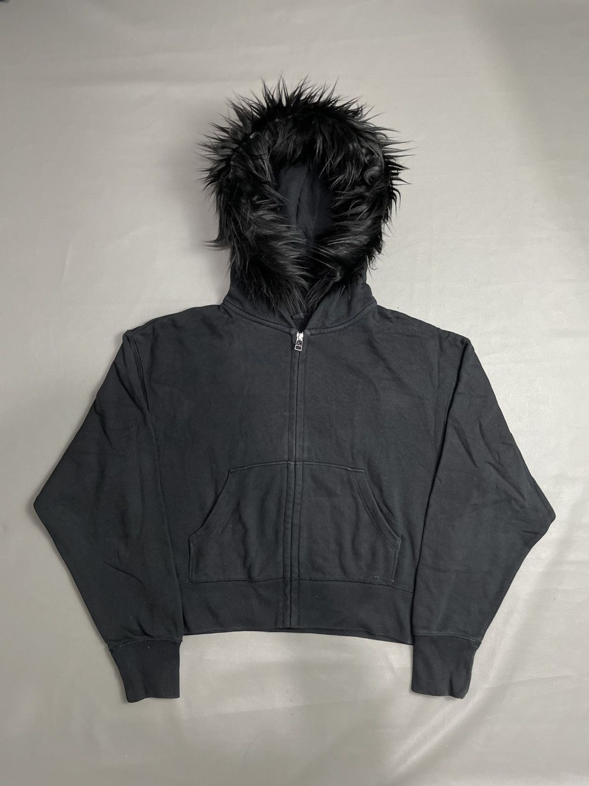 Black Zip fur hoodie