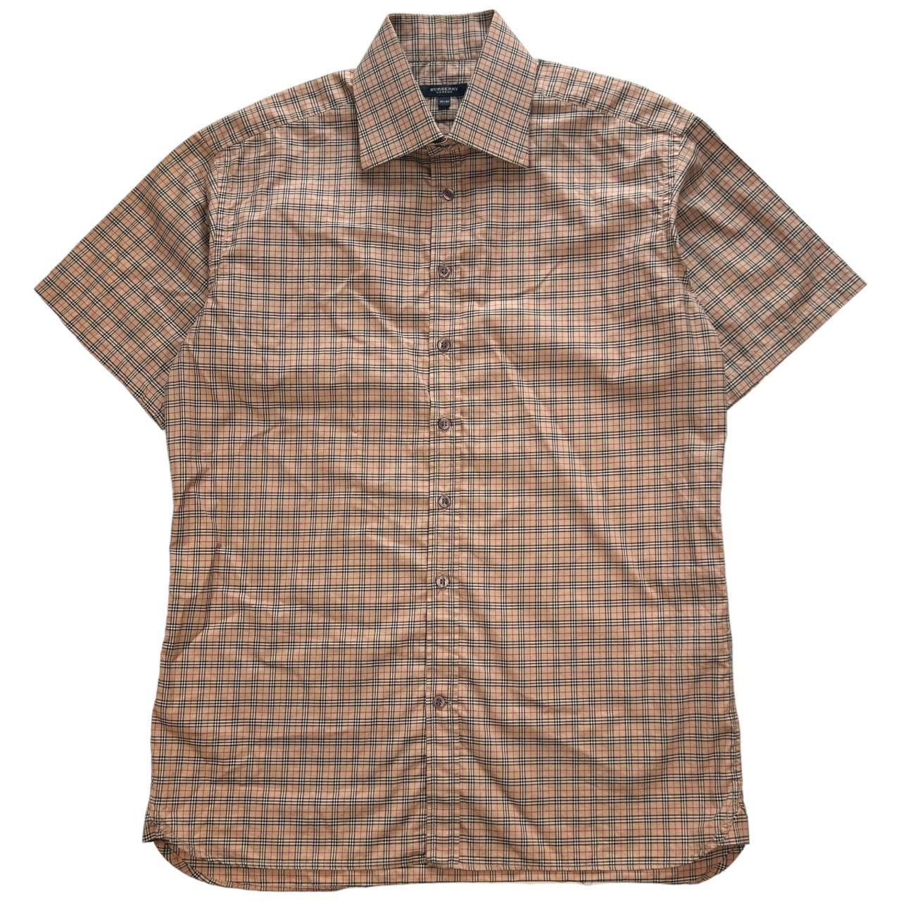 image of Burberry London Nova Check Short Sleeve Shirt Size 42 in Tan, Men's