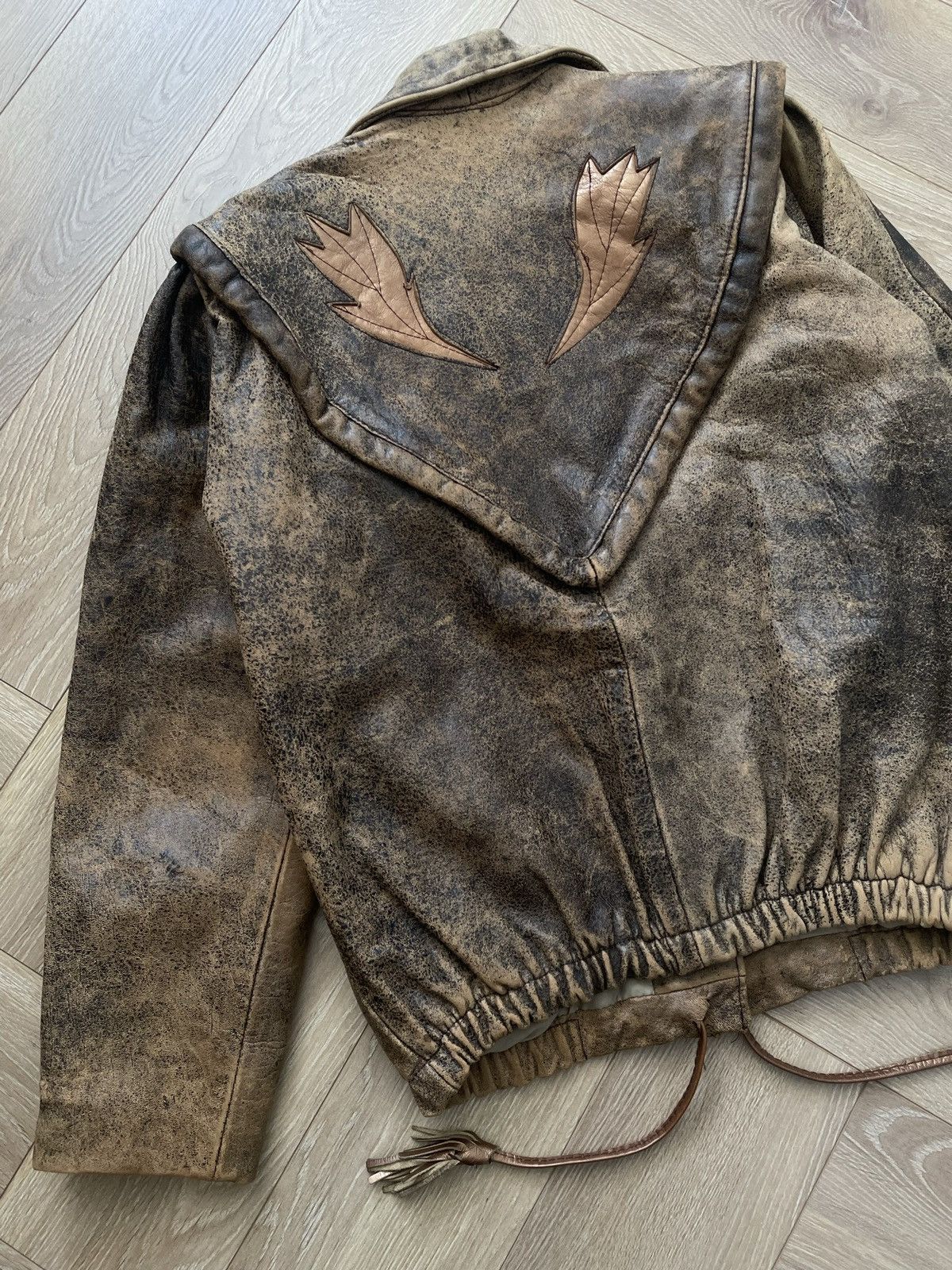 Vintage Washed Brown Retro 90s Genuine Real Leater Bomber Punk Rock Size US M / EU 48-50 / 2 - 7 Thumbnail