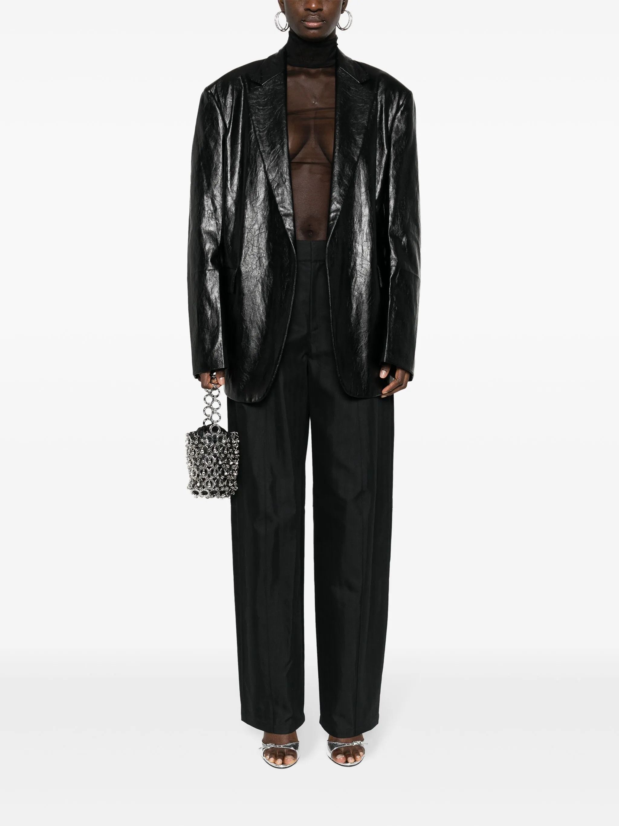 Alexander Wang o1s22i1n0225 Wide Leg Chevron Patterned Pant in Black Size 30" / US 8 / IT 44 - 2 Thumbnail