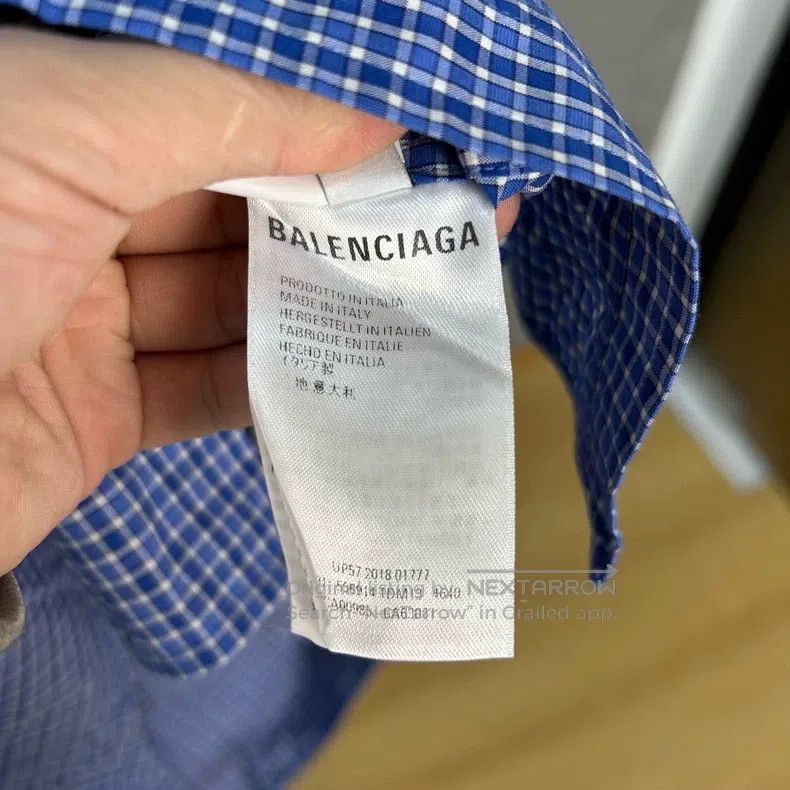 Balenciaga Balenciaga Blue and White Plaid Shirt Size XS / US 0-2 / IT 36-38 - 4 Thumbnail