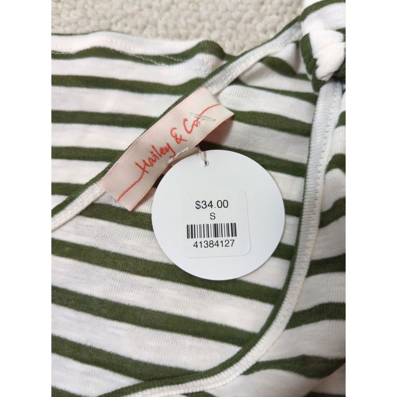 CO Hailey & Co Tank Women S Green Stripe V-Neck Tank Top NWT Bow Knit Cotton Blend Shirt Casual Travel Womens Size S / US 4 / IT 40 - 6 Thumbnail