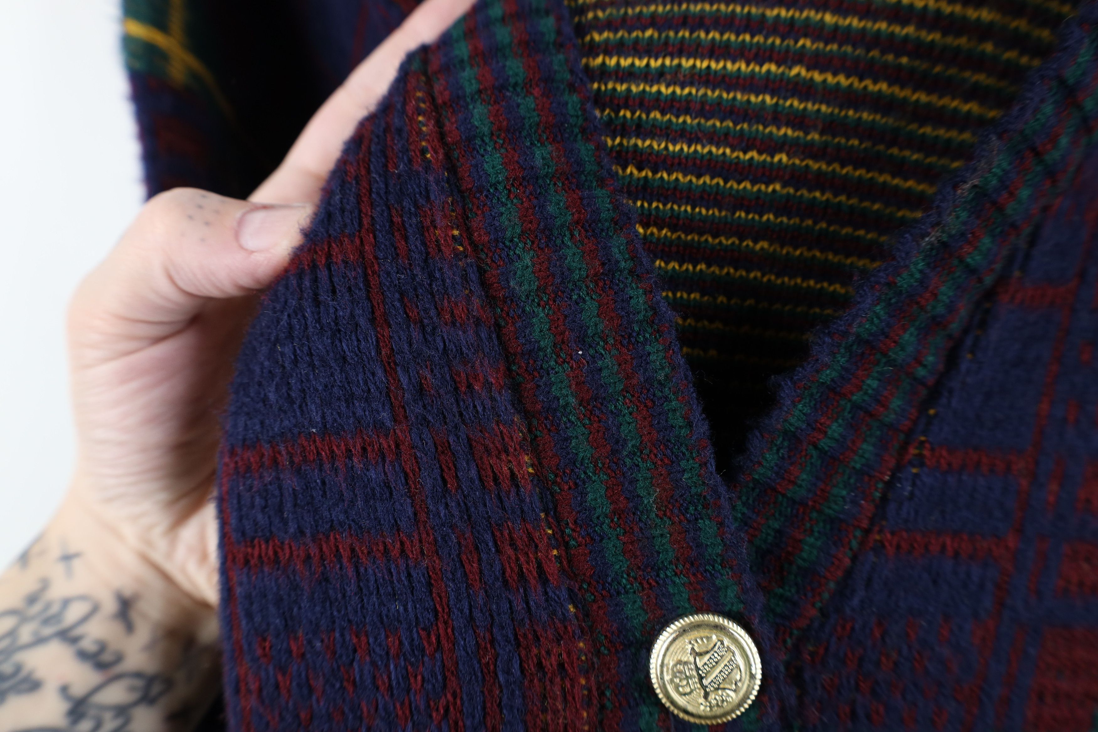 Vintage Vintage 90s Streetwear Plaid Knit Cardigan Sweater USA Size S / US 4 / IT 40 - 6 Thumbnail