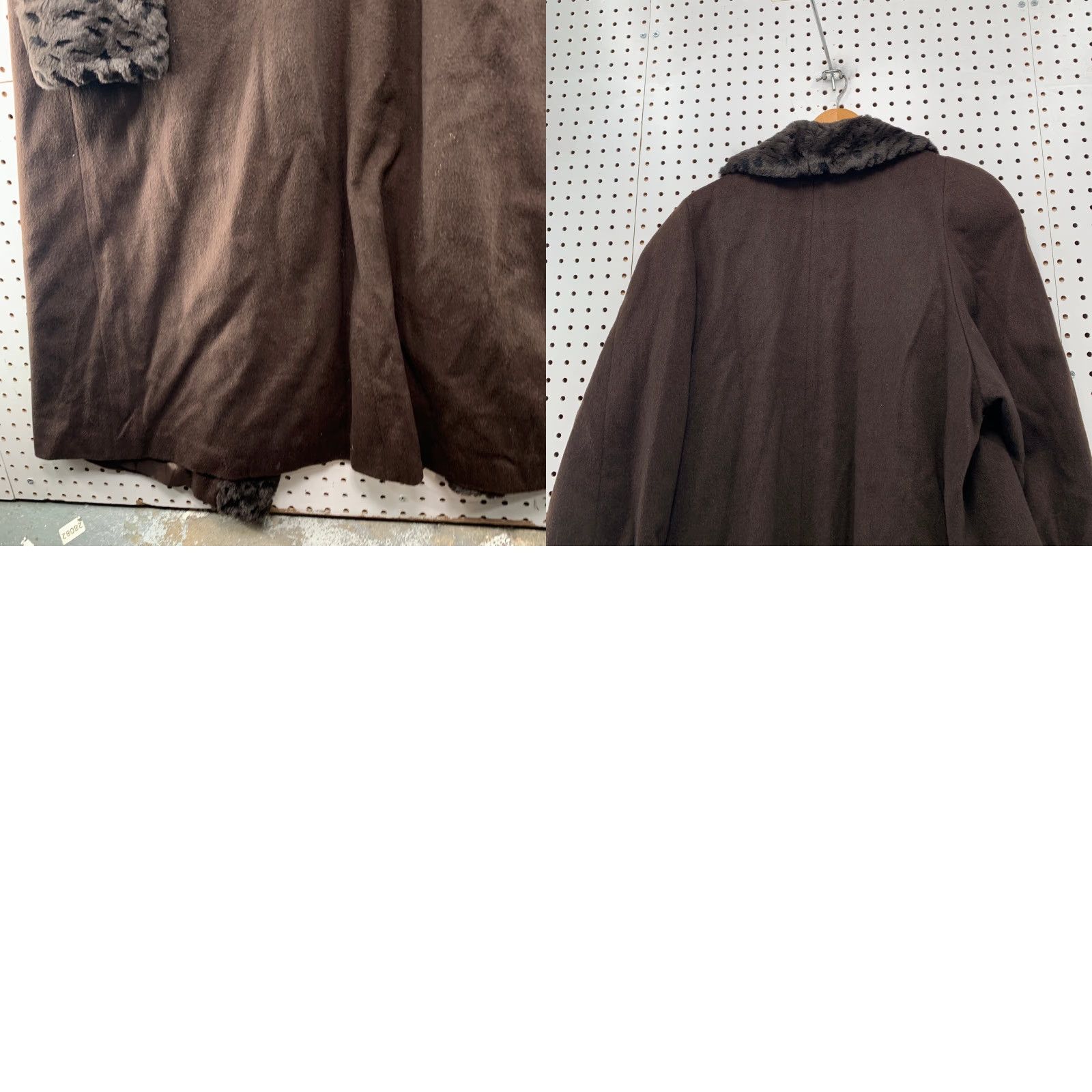 Penn VINTAGE Alorna Wool Coat Womens XL Brown Faux Fur Overcoat Size XL / US 12-14 / IT 48-50 - 10 Thumbnail
