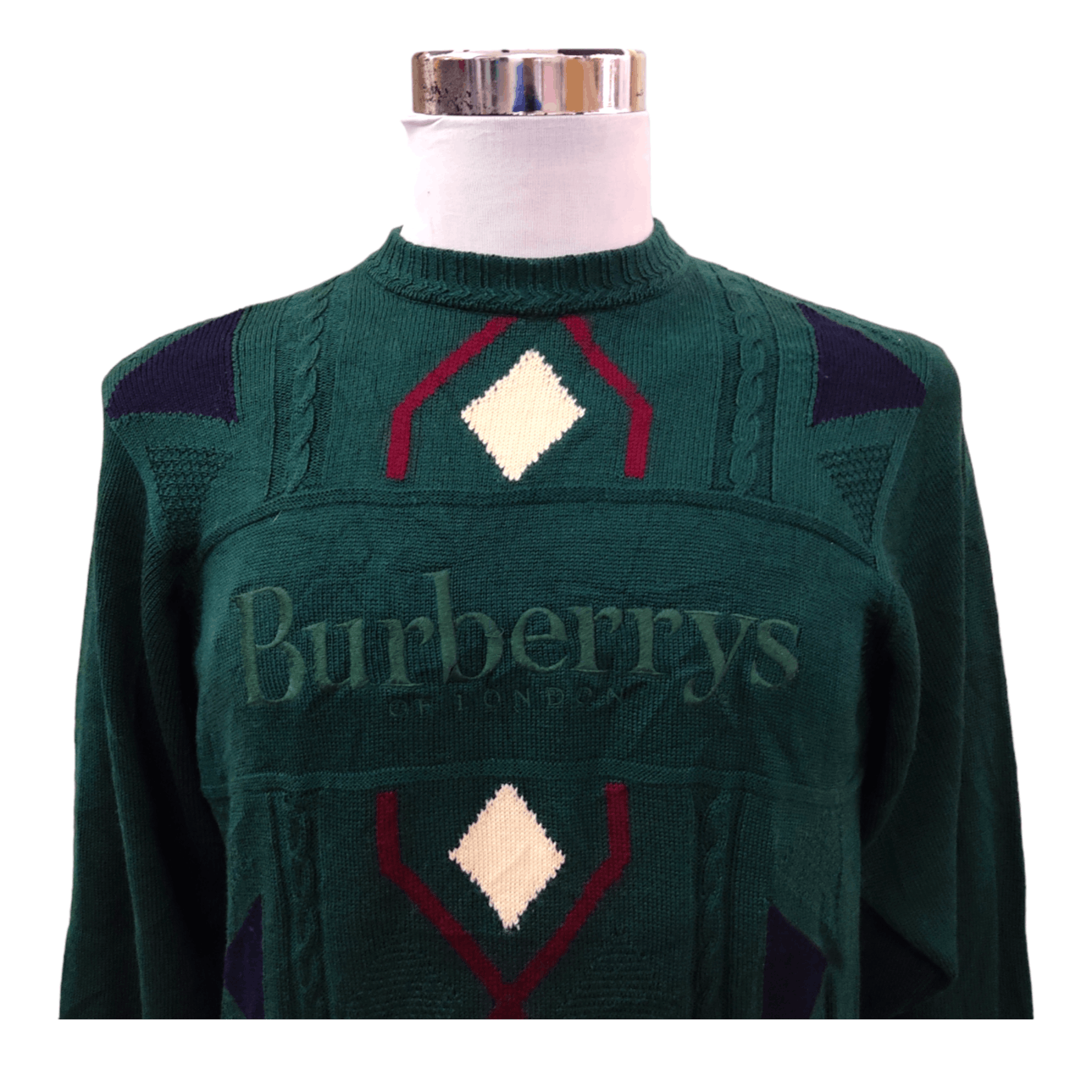 Aran Isles Knitwear × Burberry Vintage BURBERRYS LONDON Knit Merino Wool Sweater Size US M / EU 48-50 / 2 - 2 Thumbnail