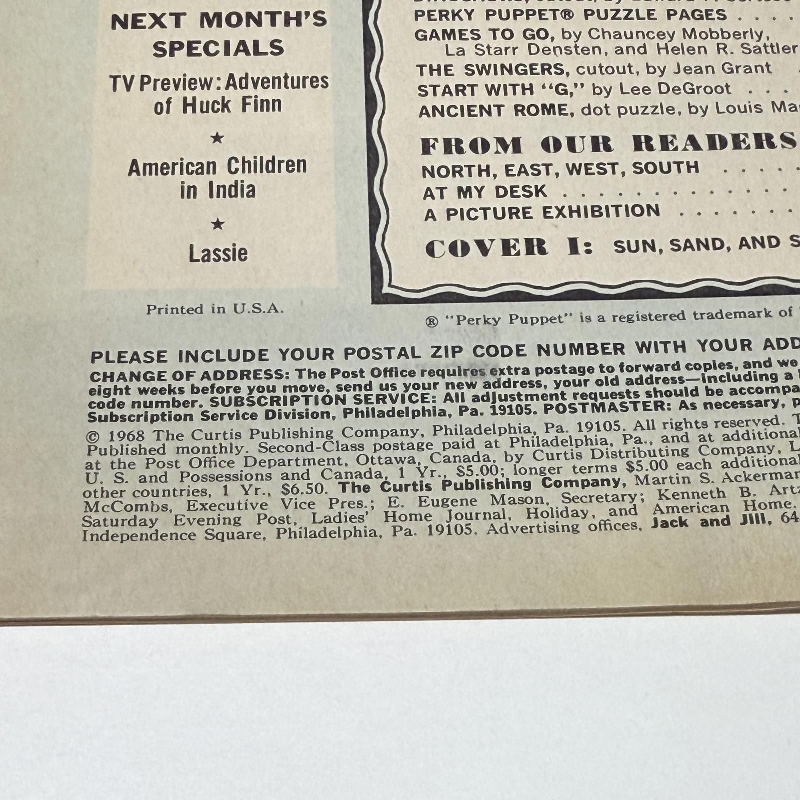 Designer VTG Jack and Jill Magazine AUG 1968 Staten Island NY Beach Size ONE SIZE - 6 Thumbnail
