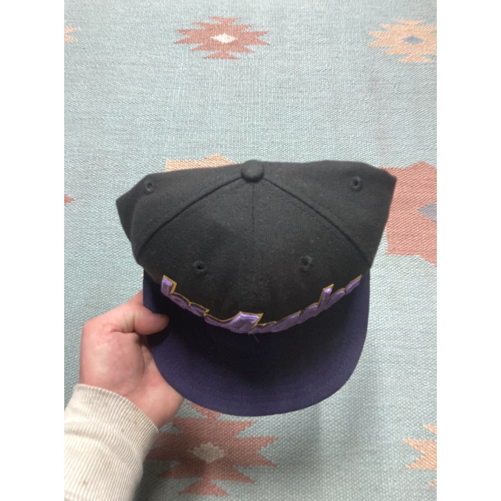 Vintage Mitchell & mess snapback hat cap Los Angeles Lakers hardwood classics wool Mens Adjustable Black 90s Classic Size ONE SIZE - 3 Thumbnail