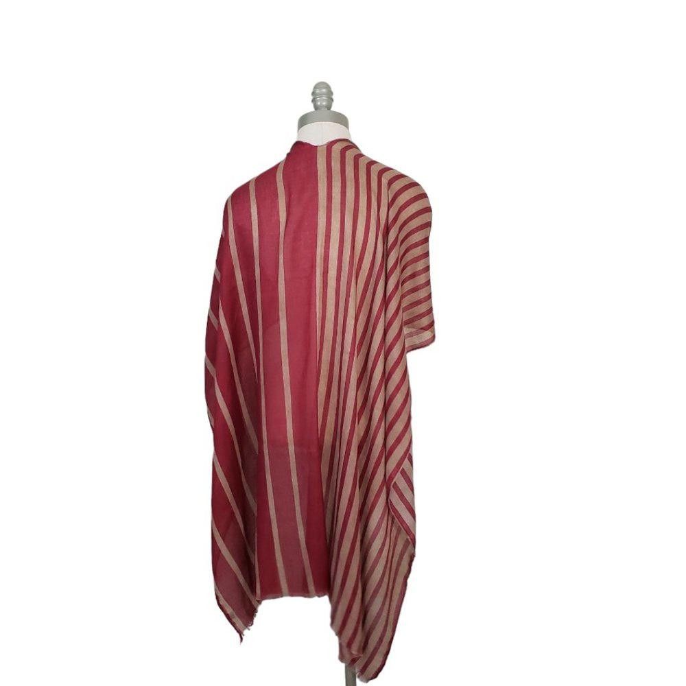 Designer CT845 Red & Tan Striped Shoulder Wrap Size ONE SIZE - 3 Thumbnail