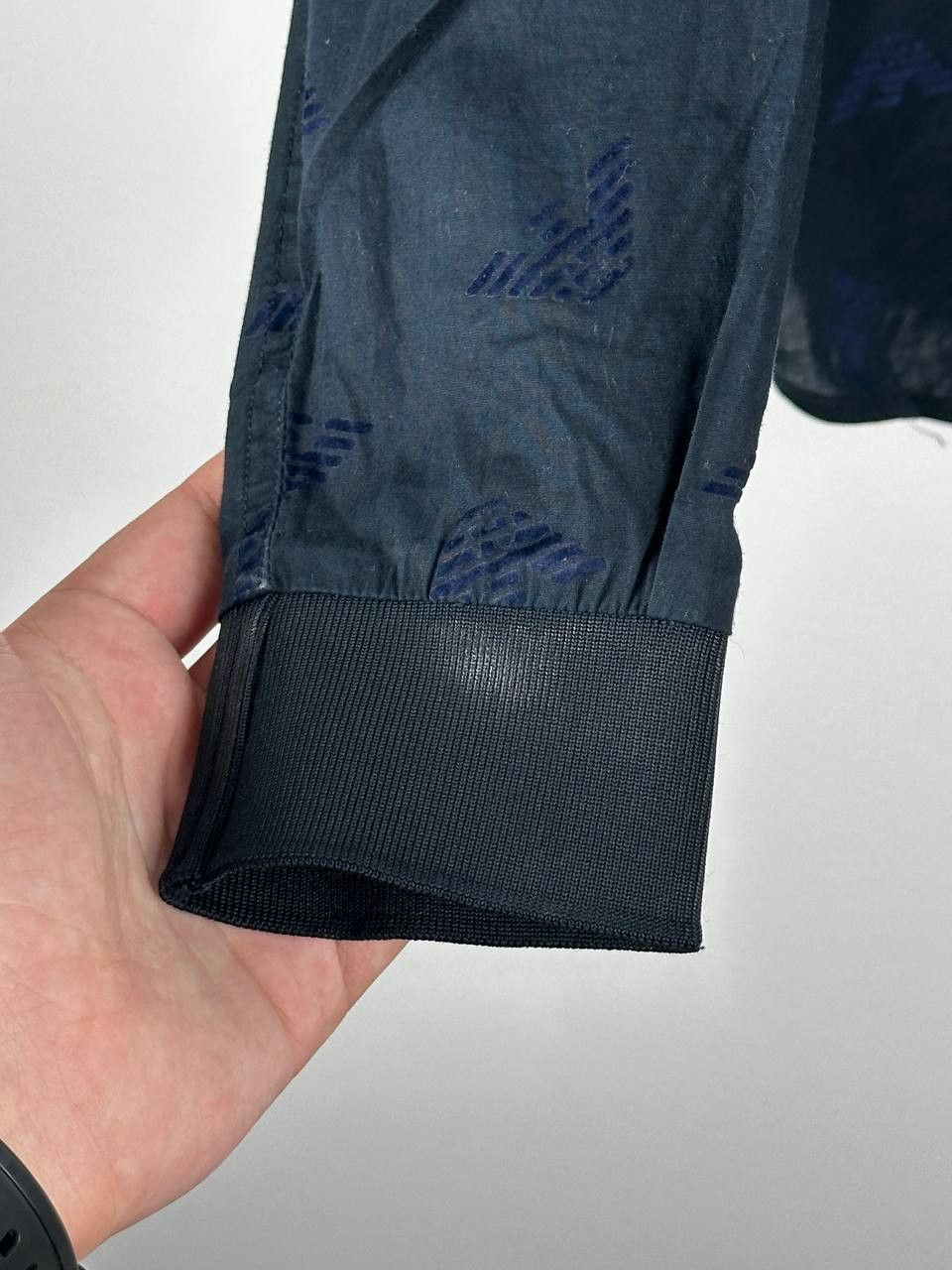 Armani × Designer Armani Monogram Logo Navy Luxury Shirt Size US M / EU 48-50 / 2 - 6 Thumbnail