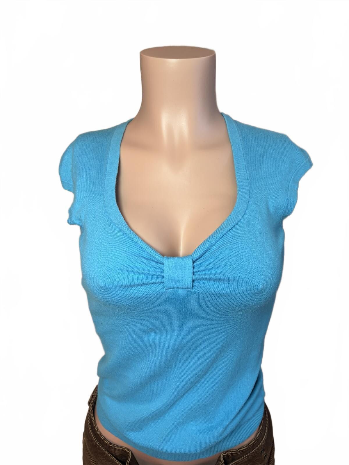 Banana Republic Banana Republic XS Blue Knit Scoop Neck Top Y2K Size 26" / US 2 / IT 38 - 3 Thumbnail
