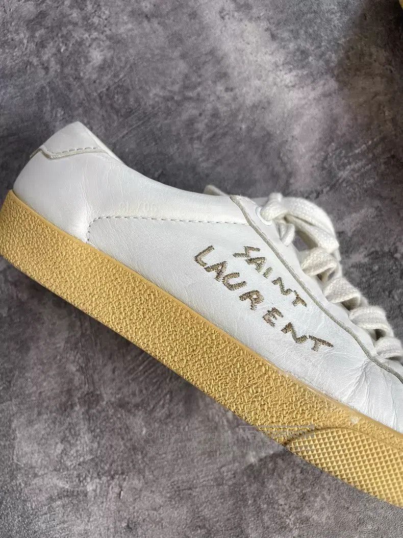 Saint Laurent Paris Saint Laurent Paris Gold Inscription Embroidered Low-Top C Size US 5.5 / EU 38 - 4 Thumbnail