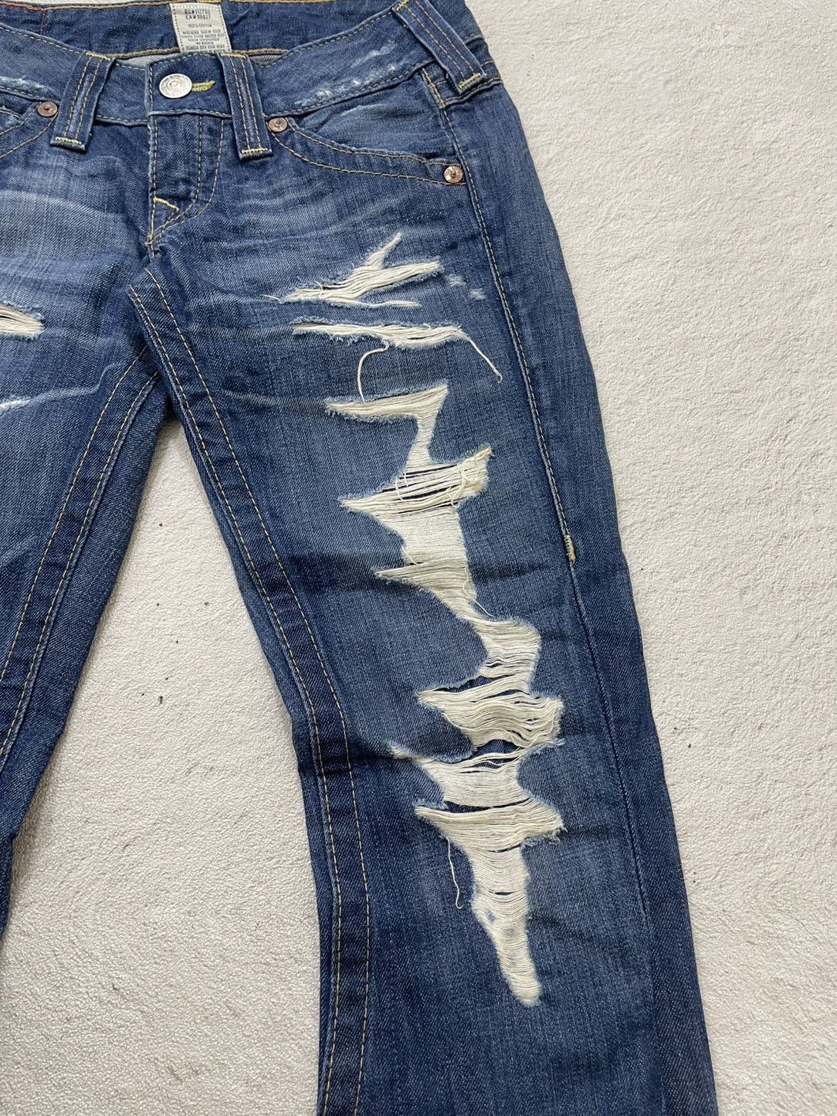 Japanese Brand 2000s Diesel Flare Denim Ripped Bootcut Jeans Wash Y2K Size US 28 / EU 44 - 4 Thumbnail