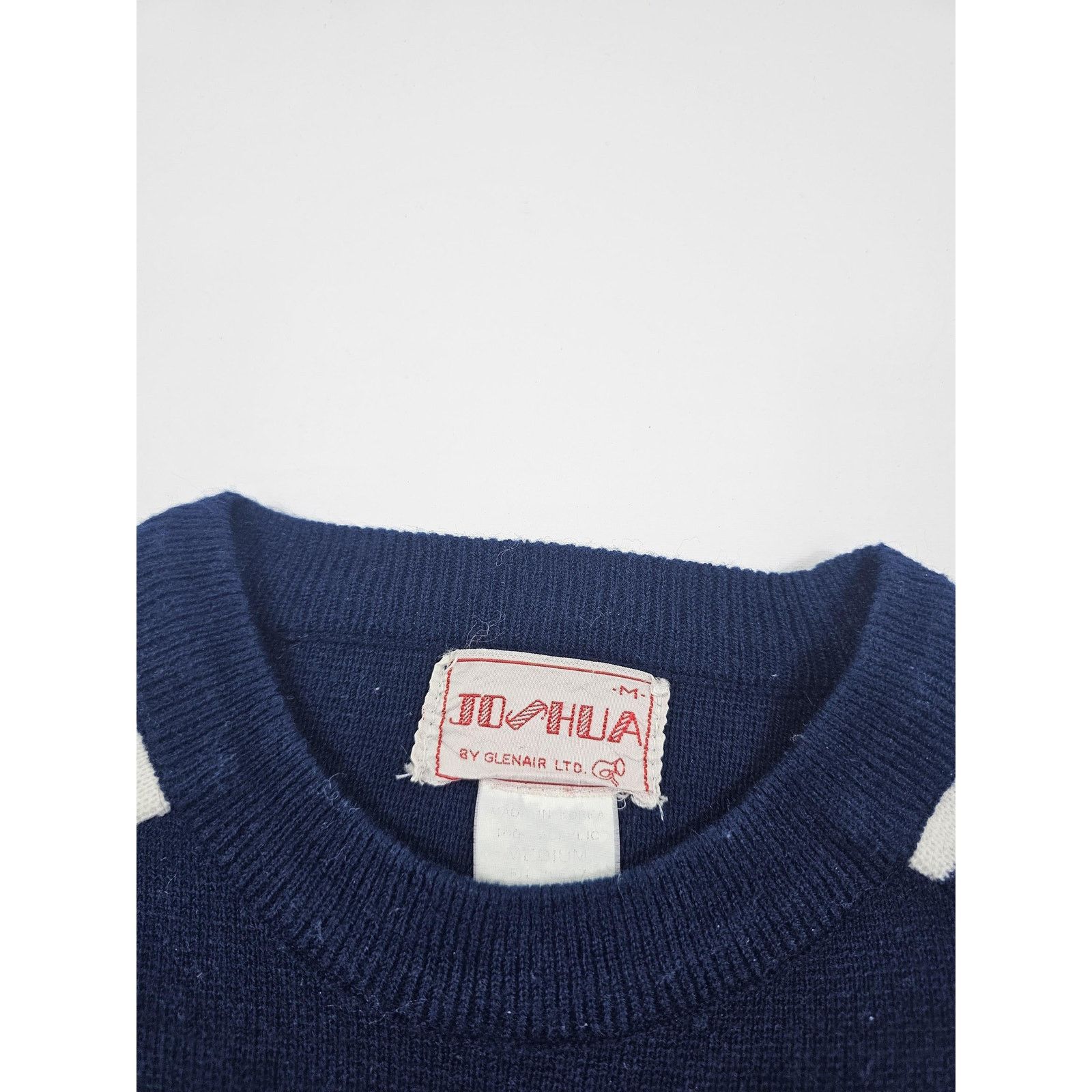 Other Joshua Striped Sleeve Pullover Sweater Blue Acrylic, M 1980s Size US M / EU 48-50 / 2 - 3 Thumbnail