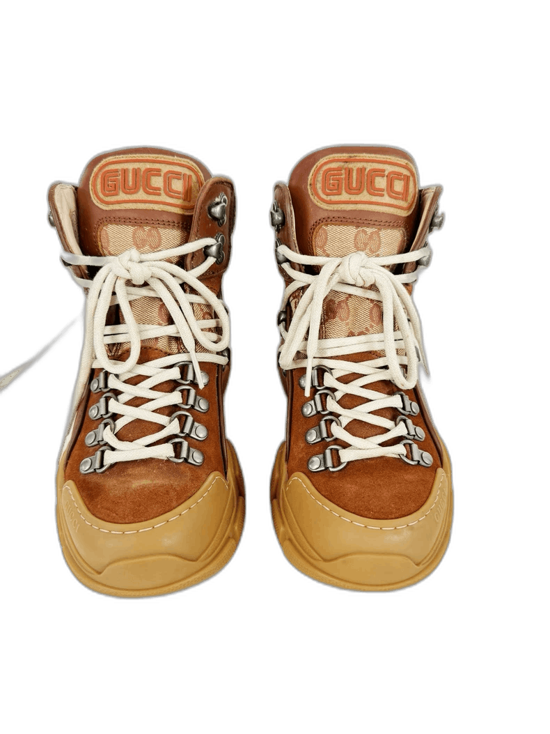 Gucci Gucci High-Top Sneakers Brown Size 35 Size US 5 / IT 35 - 1 Thumbnail