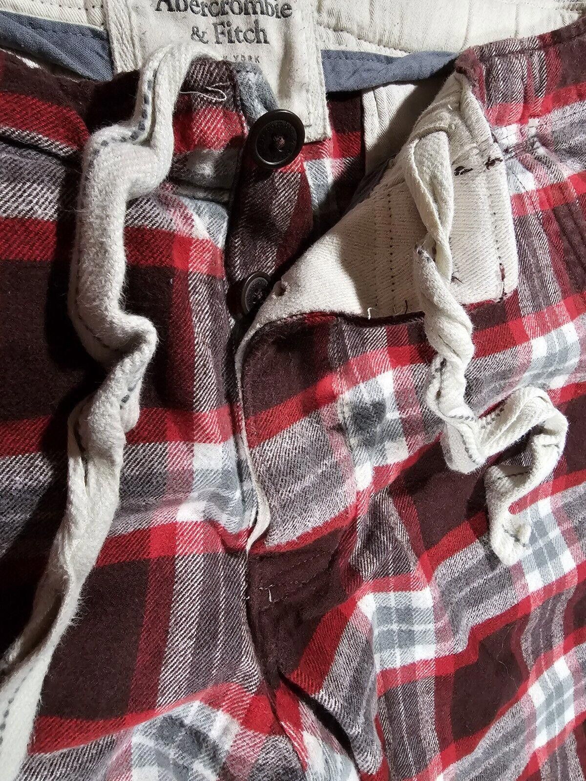 Abercrombie & Fitch Abercrombie Fitch L Red Flannel Pants Button Fly THICK HEAVY Size US 34 / EU 50 - 3 Thumbnail