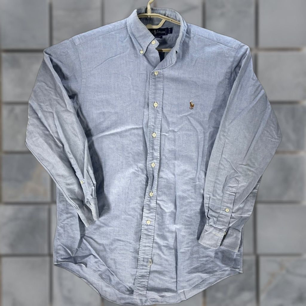 Ralph Lauren Ralph Lauren Shirt Men Size 15.5 Blue Long Sleeves 100% Cotton 90s Preppy FLAW Size US L / EU 52-54 / 3 - 1 Thumbnail