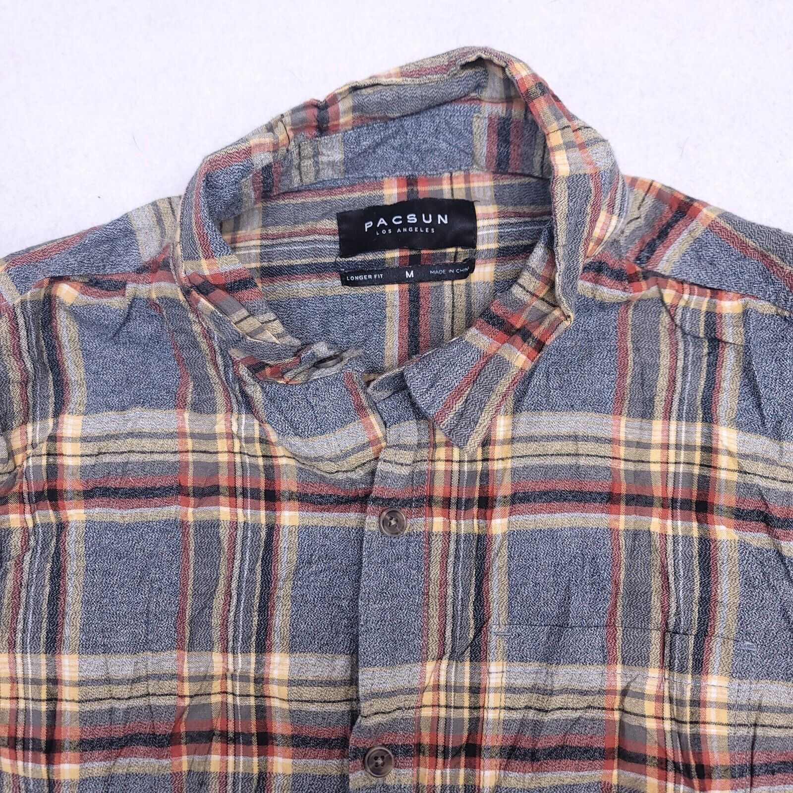 Pacsun PacSun Tartan Flannel Button Up Shirt Men Size M Gray Yellow Size US M / EU 48-50 / 2 - 1 Thumbnail
