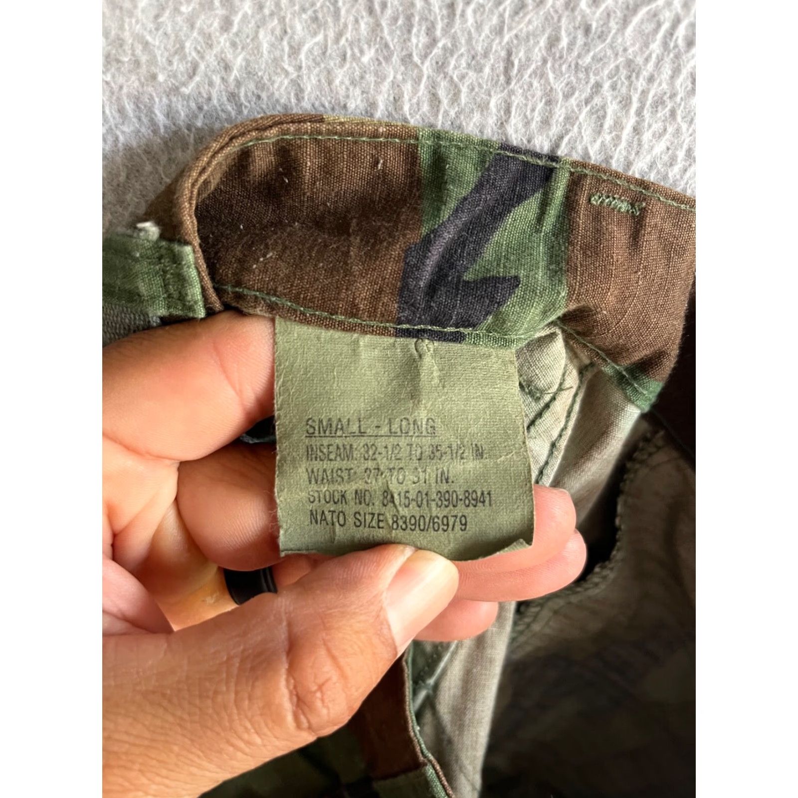 Cargo Camouflage Pants Mens Small Long 90s Army Regular Fit Button Fly