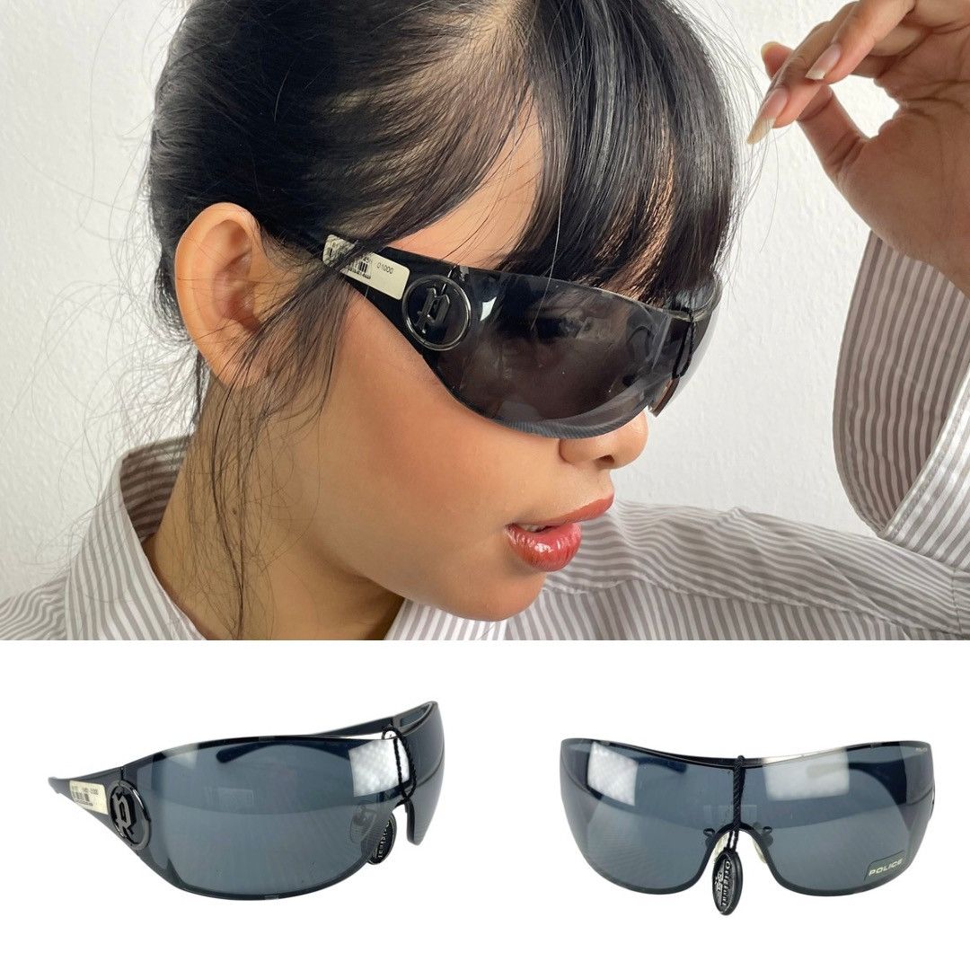 Vintage Vintage Y2K Italy Police S8304 COL.568F Sunglasses Size ONE SIZE - 1 Thumbnail