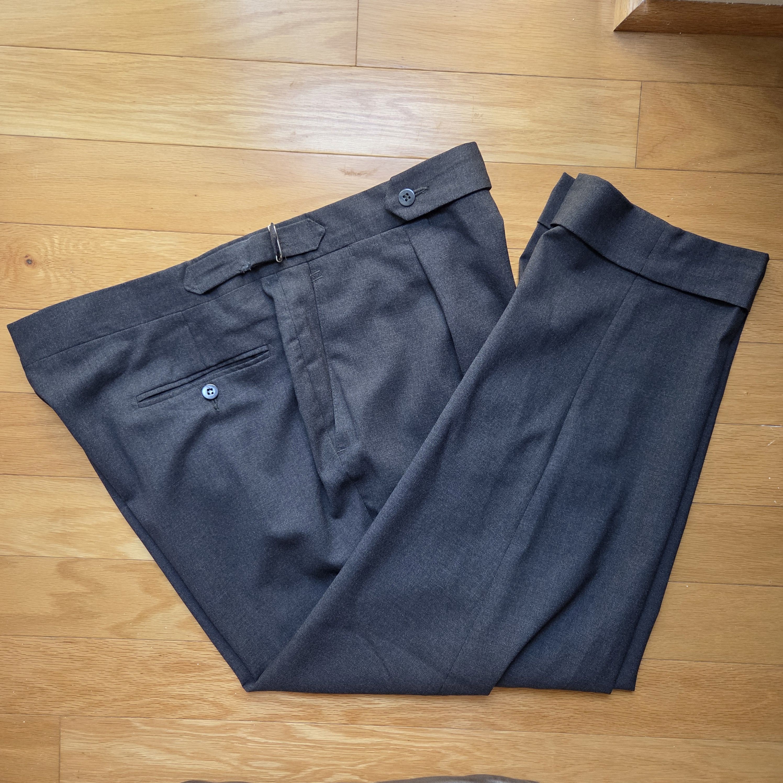 Grey water-resistant wool trousers