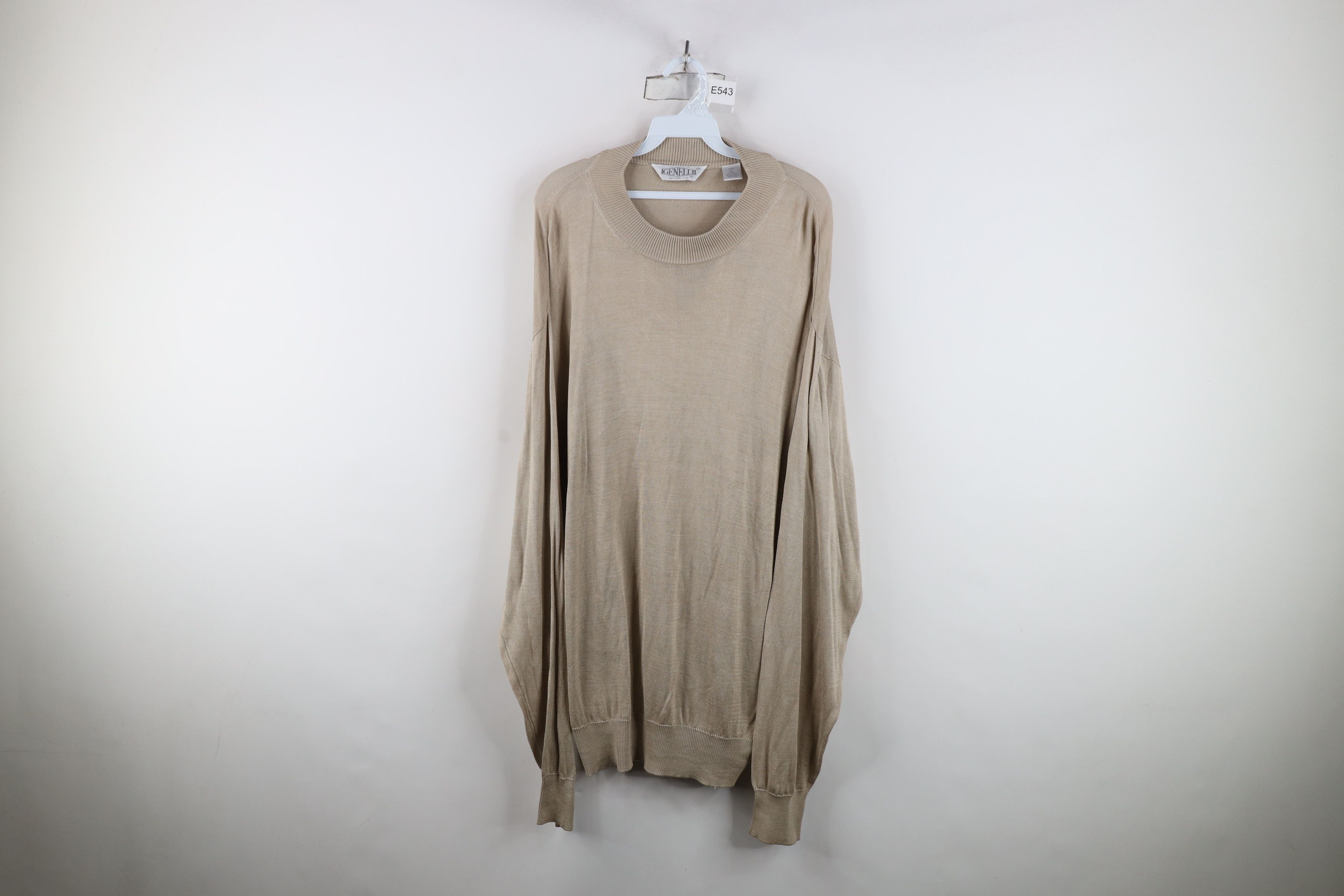 Gemelli Vintage 90s Genelli Lightweight Knit Crewneck Sweater Beige Size US XXL / EU 58 / 5 - 1 Thumbnail