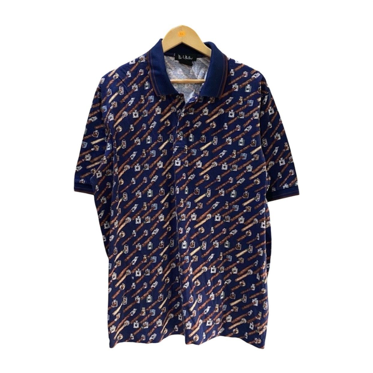 Nicole Miller Vintage 90s Nicole Miller Cigar & Liquor Novelty Print Polo Size US L / EU 52-54 / 3 - 1 Thumbnail