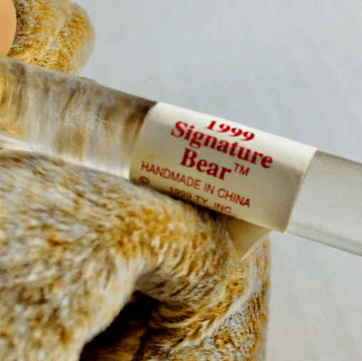 Vintage Ty 1999 Signature Bear Beanie Baby Retired Plush w/ Display Size ONE SIZE - 8 Thumbnail