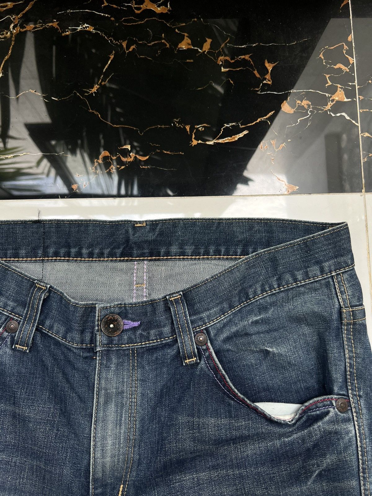 Edwin × Vintage 90’s EDWIN BLUE TRIP RARE JAPAN Y2K BAGGY JEANS POCKET LOGO Size US 34 / EU 50 - 8 Thumbnail