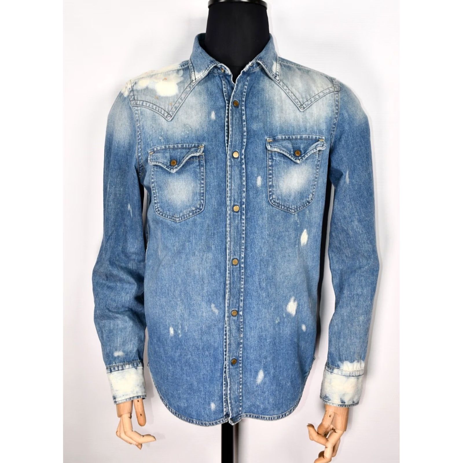 Diesel Diesel Shirt Western Denim Snap Men's M Blue 100% Cotton Regular Size M Mens Vintage No Size US M / EU 48-50 / 2 - 2 Thumbnail