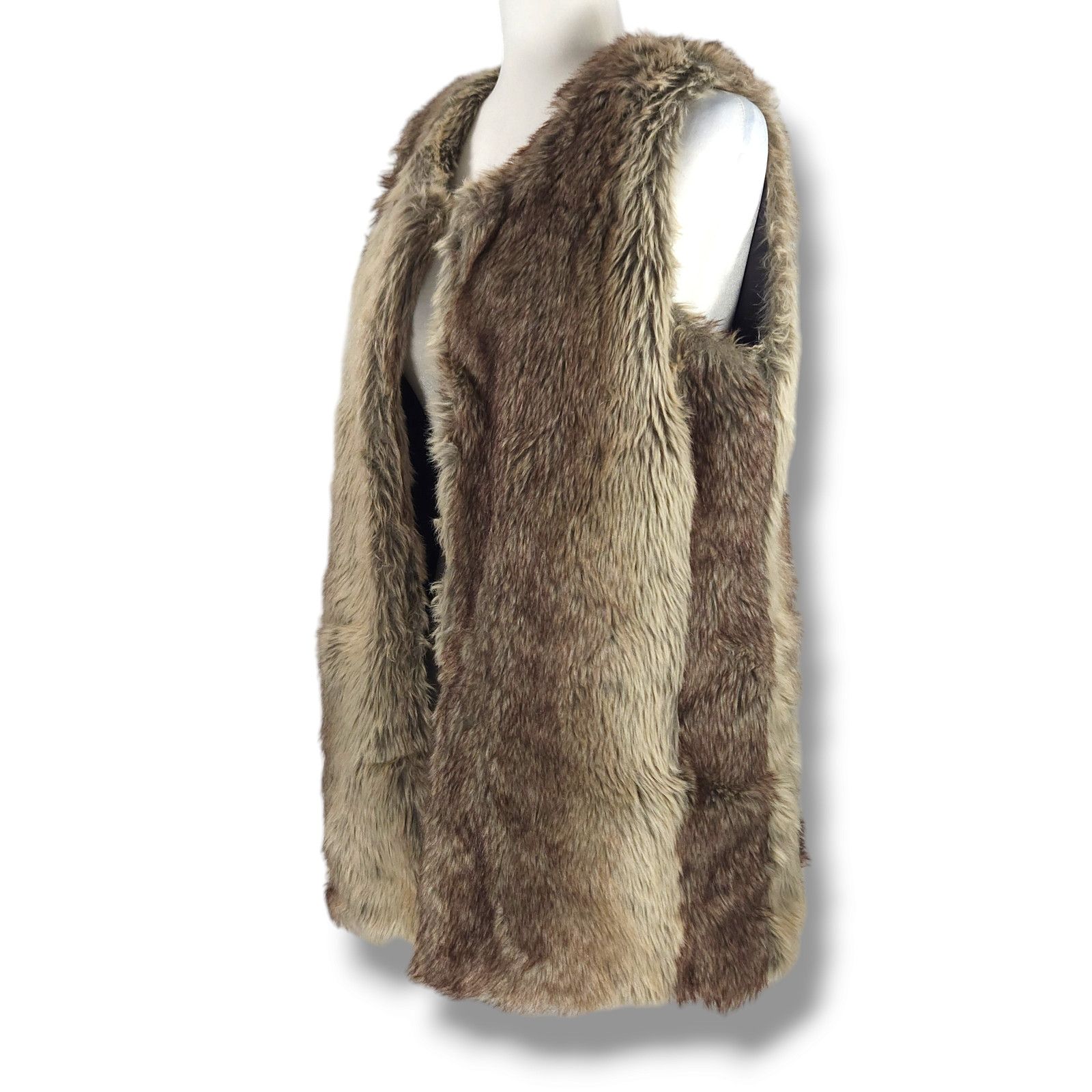 Other EUC INC International Ombre Faux Fur Vest Sz. S Brown Cream Size S / US 4 / IT 40 - 3 Thumbnail