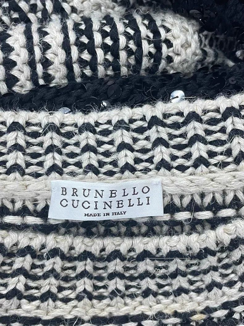 Brunello Cucinelli Brunello Cucinelli Black and White Sequin Striped Sweater Size M / US 6-8 / IT 42-44 - 4 Thumbnail