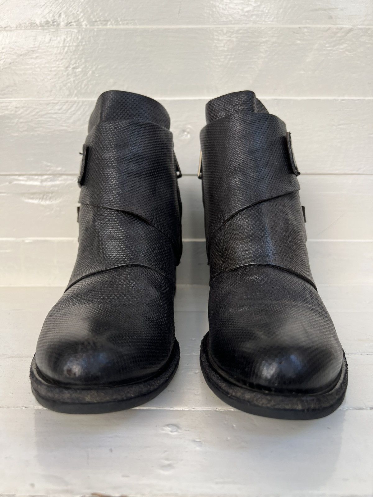 A.S.98 Airstep AS98 Black Leather Suede Boho Biker Ankle Boots Size US 8 / IT 38 - 2 Thumbnail