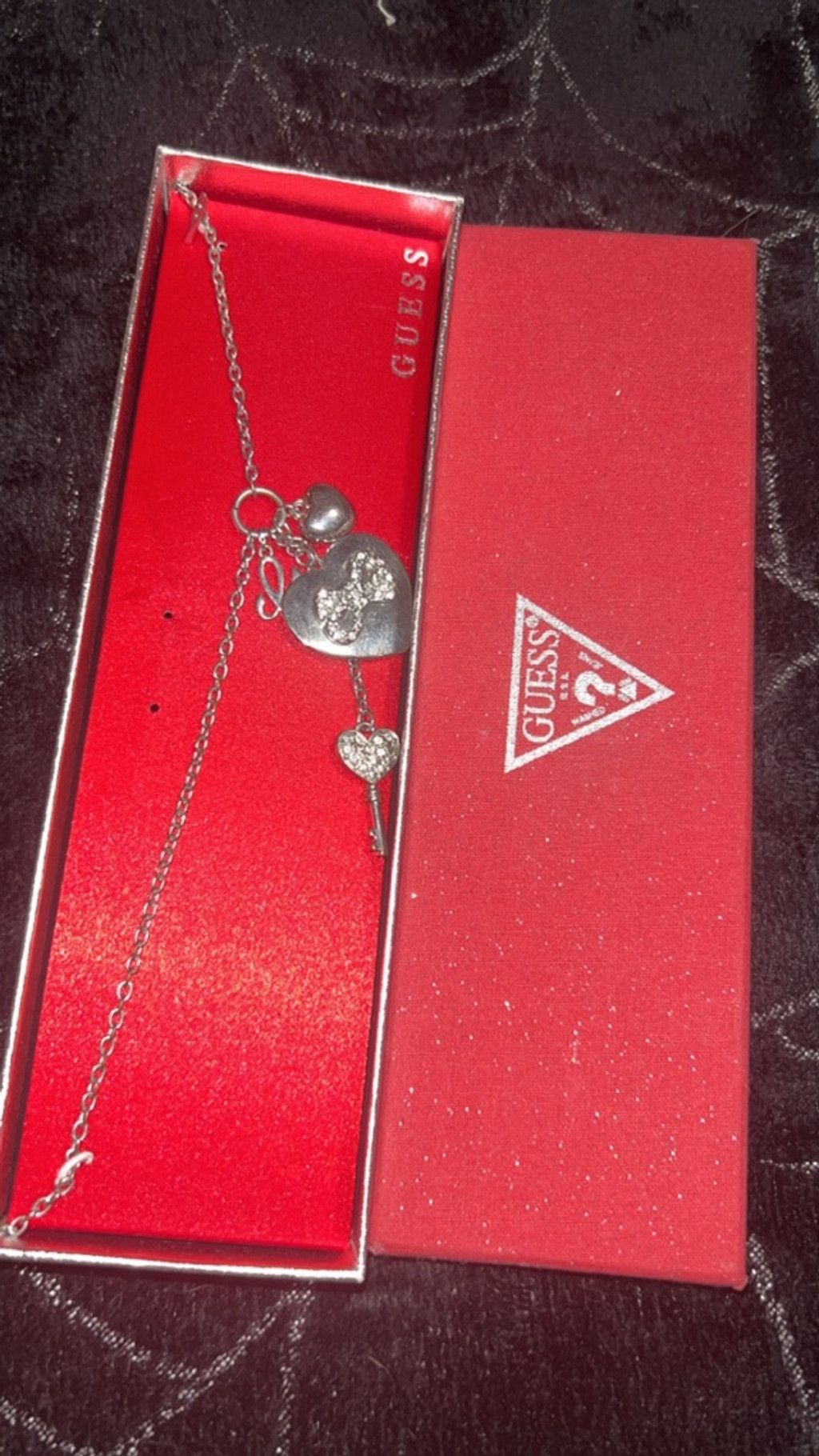 Guess Women's GUESS Necklace One Size Silver Heart & Key Charm Size ONE SIZE - 2 Thumbnail