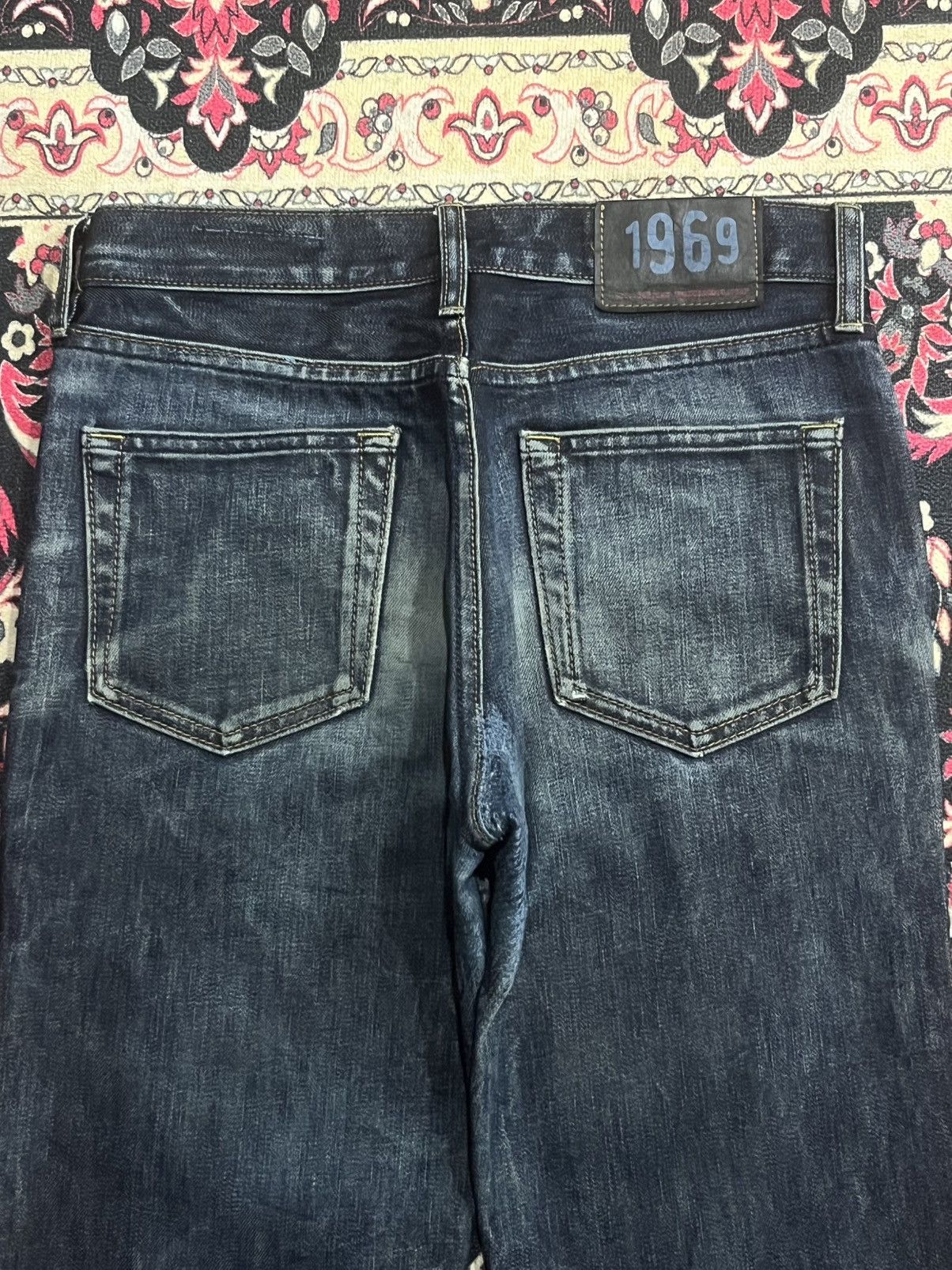 Tornado Mart Gap 1969 Dark Blue Whisker Washed Slim Boot Cut Jeans Size US 30 / EU 46 - 7 Thumbnail