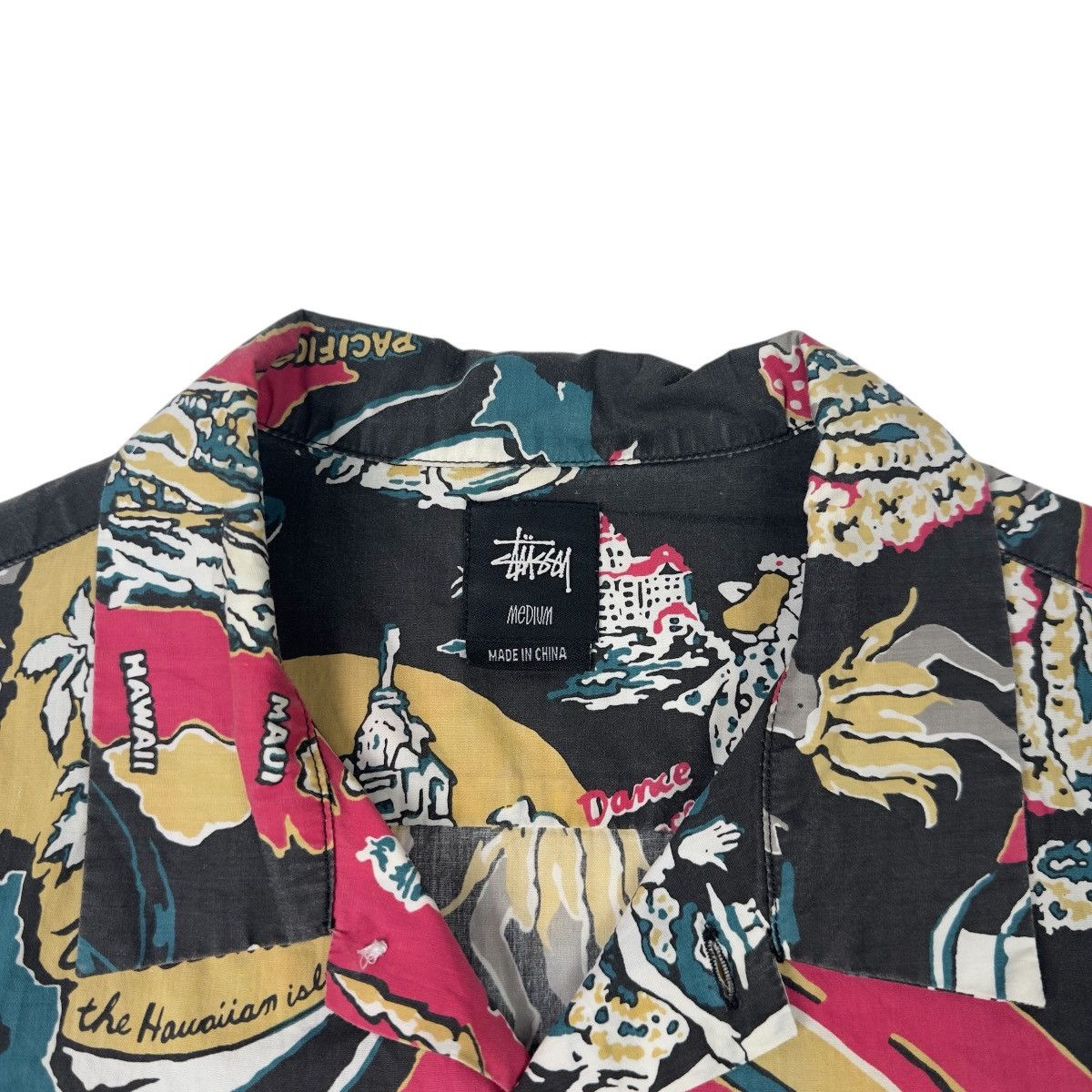 Stussy Stussy Hawaiian Islands Shirt Medium Black Hula Camp Vintage Size US M / EU 48-50 / 2 - 2 Thumbnail