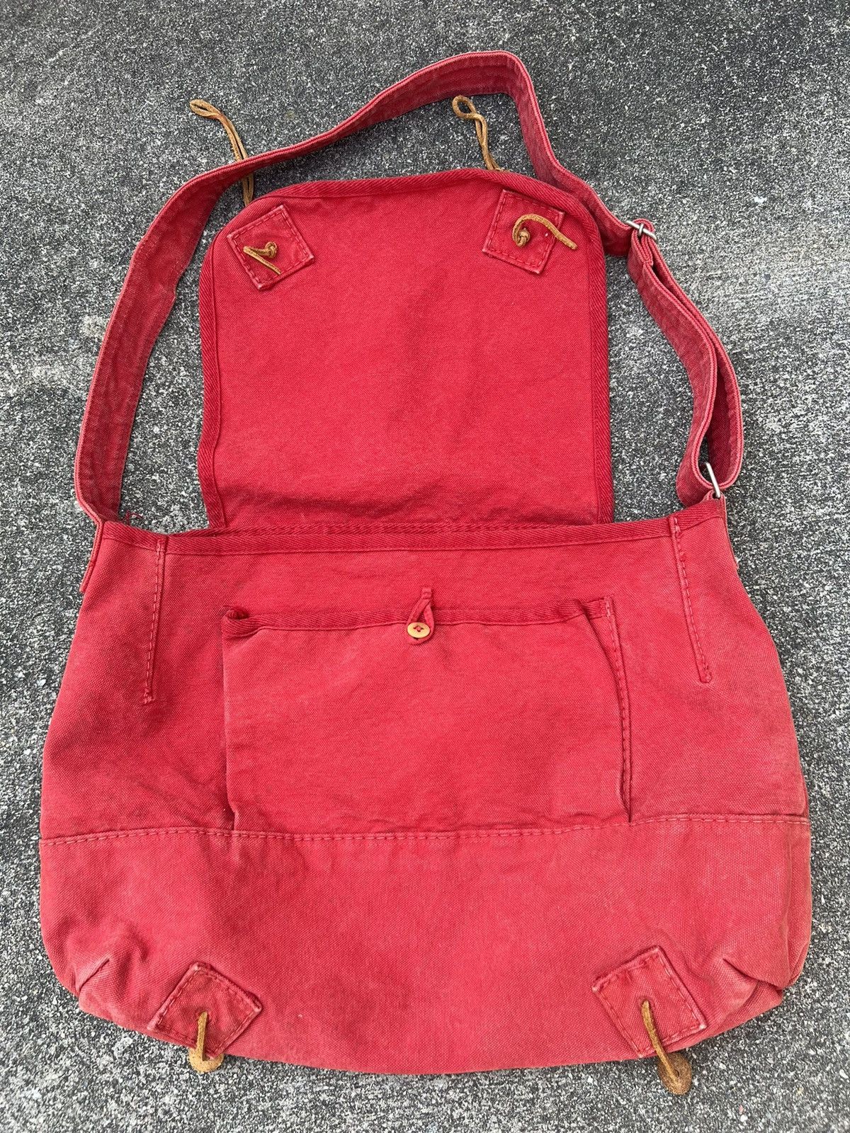 45rpm Vintage 45rpm Japan Fade Red Duck Cotton Messenger Bag Size ONE SIZE - 15 Thumbnail