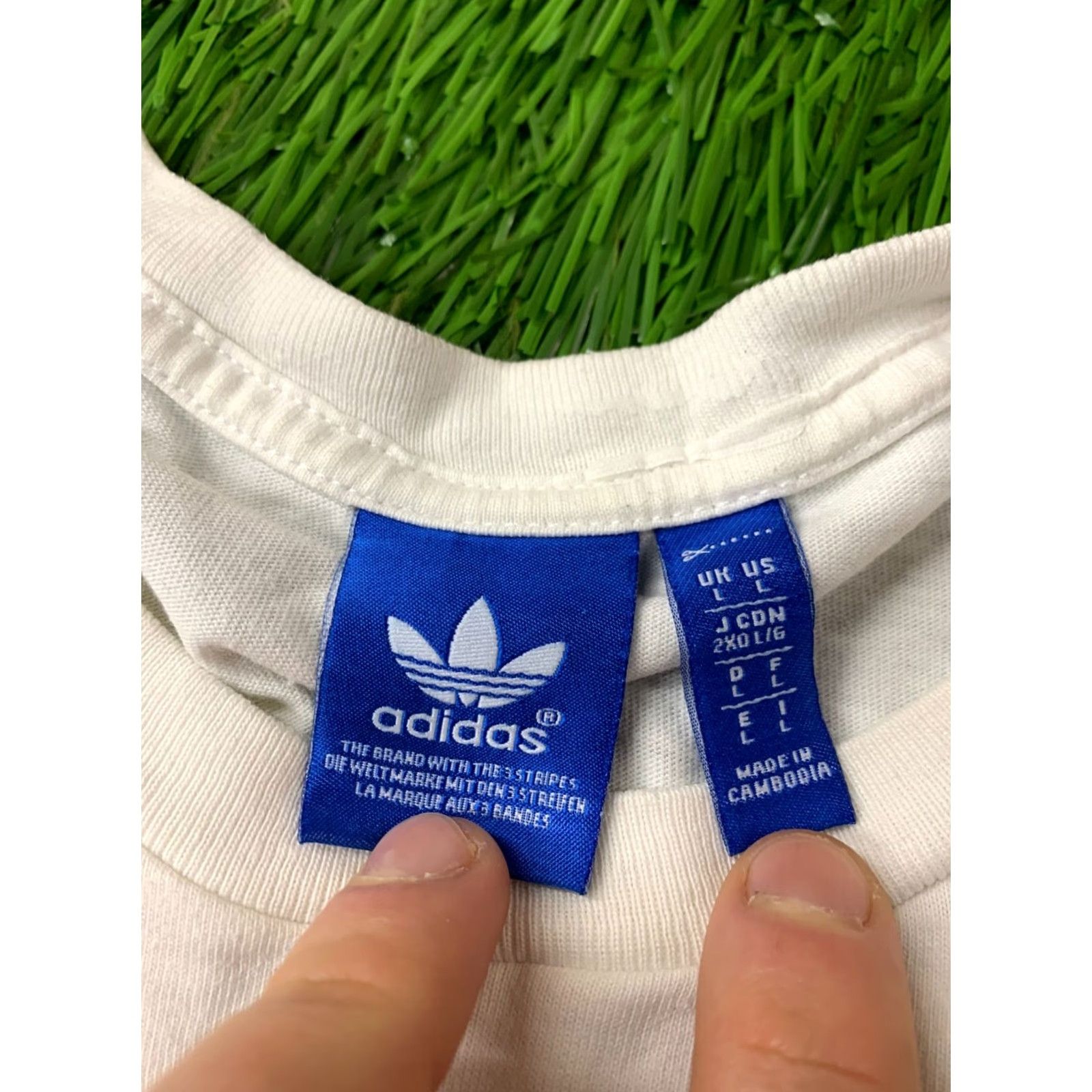Adidas ADIDAS ORIGINAL 2014 MEN T-SHIRT SHIRT Jersey Short Sleeve Logo White 100% Cotton Large Regular Male Womens Mens Size US L / EU 52-54 / 3 - 4 Thumbnail