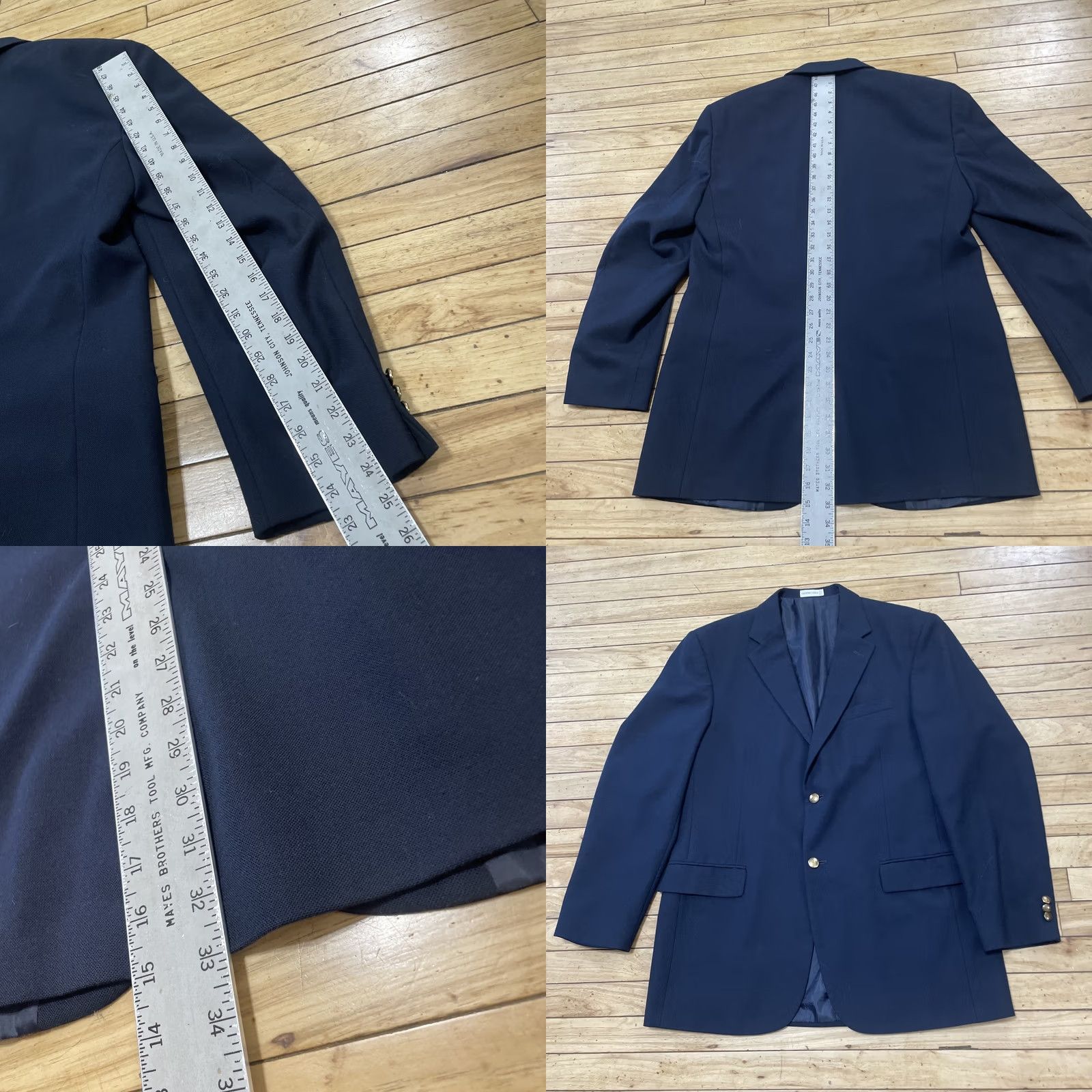 Geoffrey Beene Geoffrey Beene Blazer Mens 42 Long Blue Wool Brass Button Single-Breasted 2 Piece Sportcoat Jacket Size 42R - 9 Thumbnail