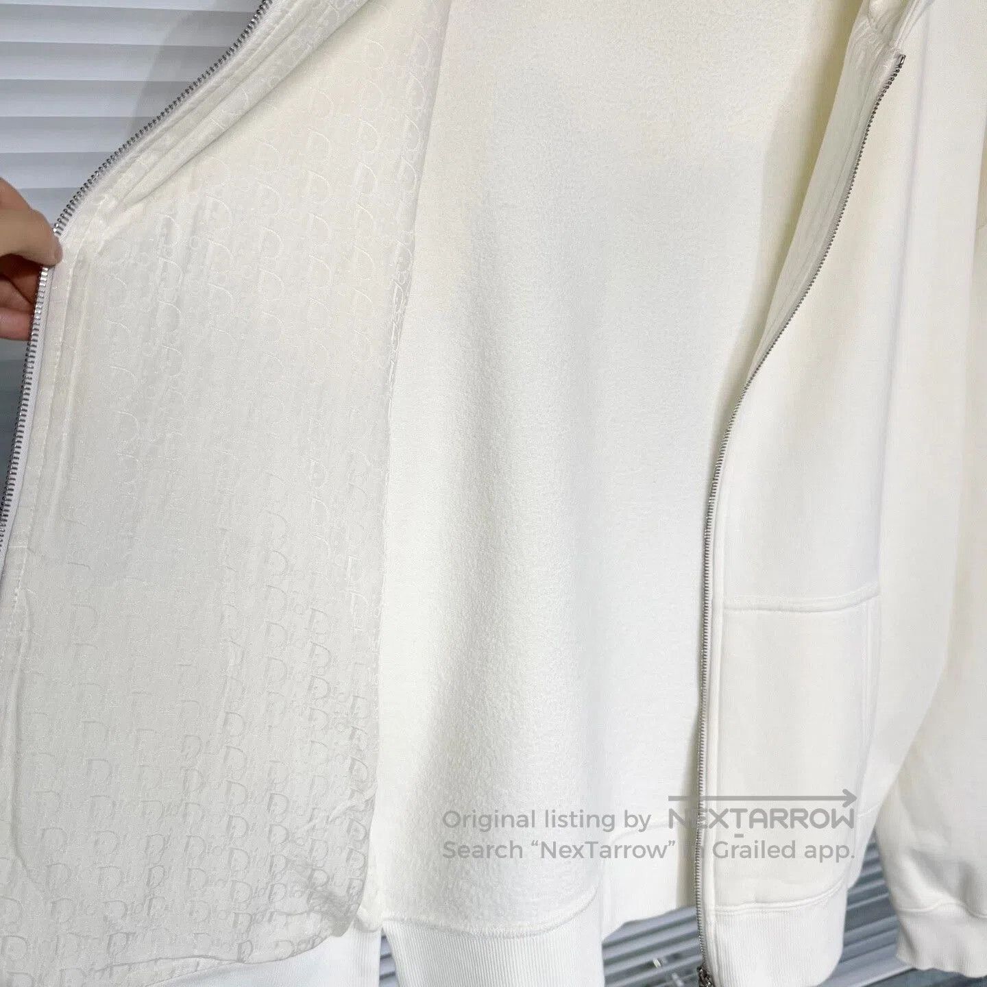 dior white embroidered hooded sweatshirt.