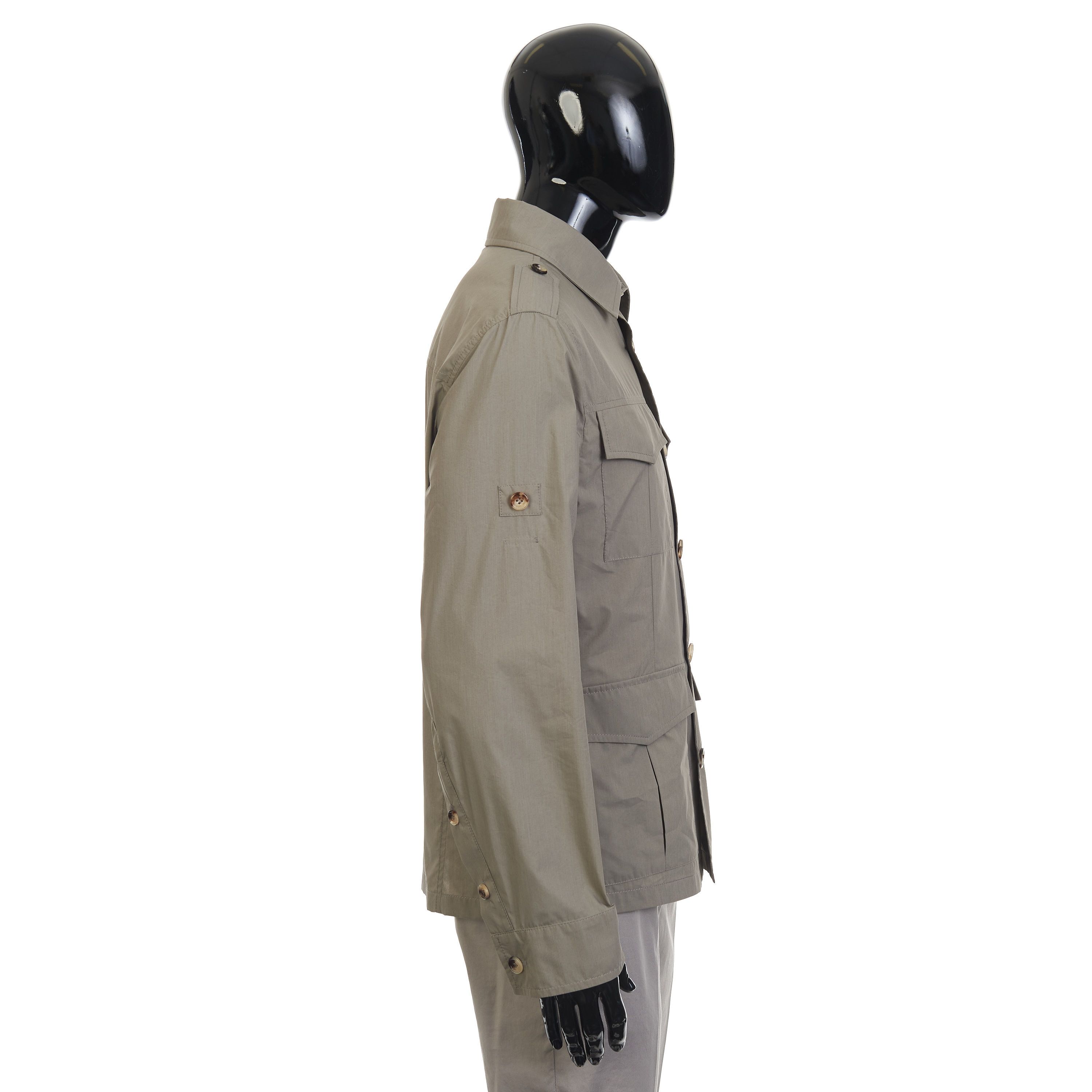 Brunello Cucinelli Khaki Waterproof Jacket - Cotton Canvas, Multi Pockets Size US L / EU 52-54 / 3 - 7 Thumbnail