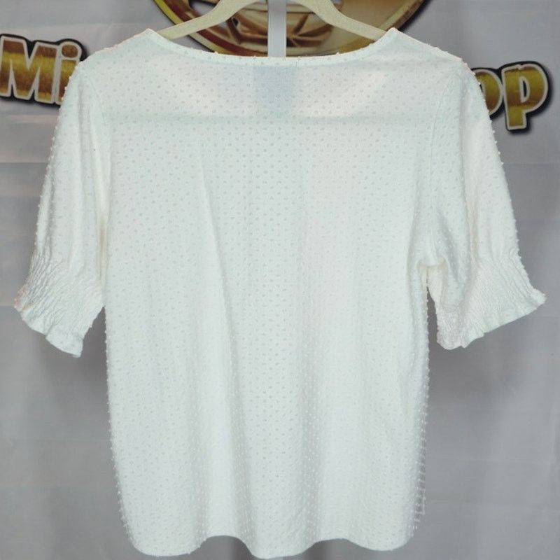 Other W5 White Textured Puff Sleeve Blouse - Size Small Size S / US 4 / IT 40 - 3 Thumbnail