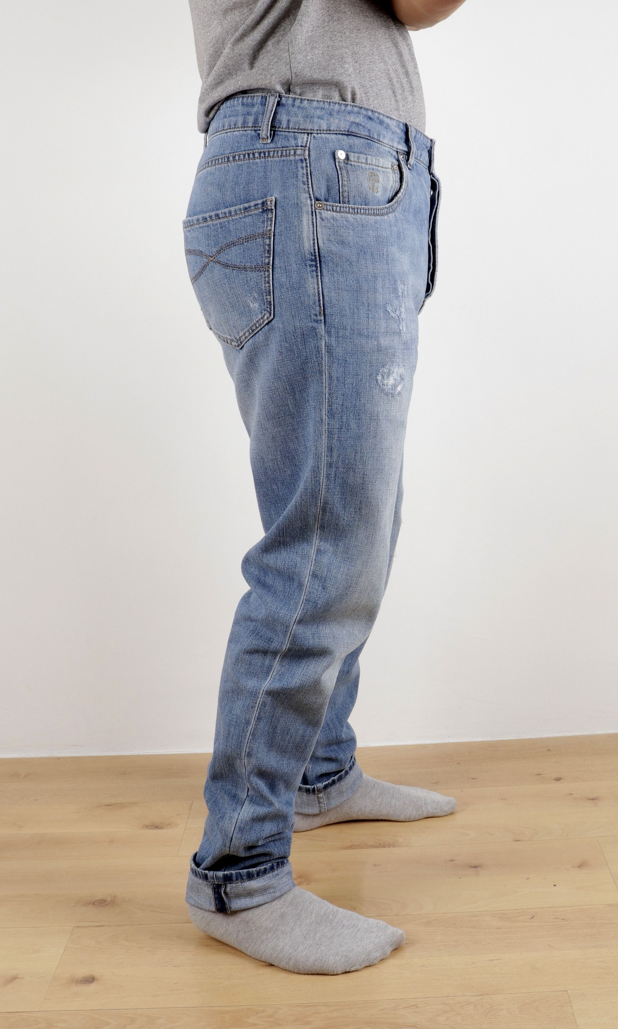 Brunello Cucinelli BRUNELLO CUCINELLI Size IT48 Distressed Blue Denim Jeans Size US 32 / EU 48 - 13 Thumbnail