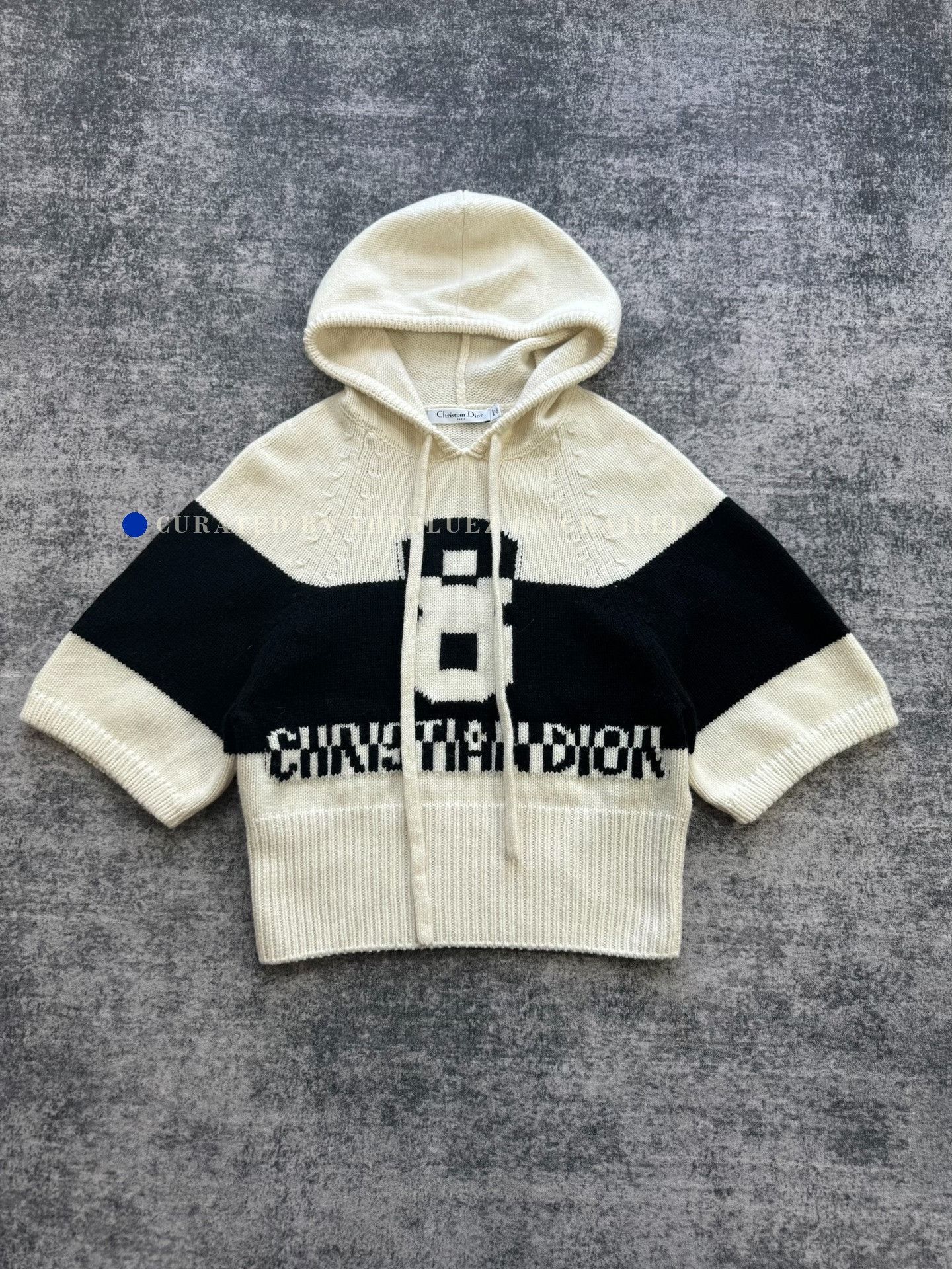 Dior Dior Black White 8 Letter Cashmere Knit Hoodie Size XS / US 0-2 / IT 36-38 - 1 Thumbnail