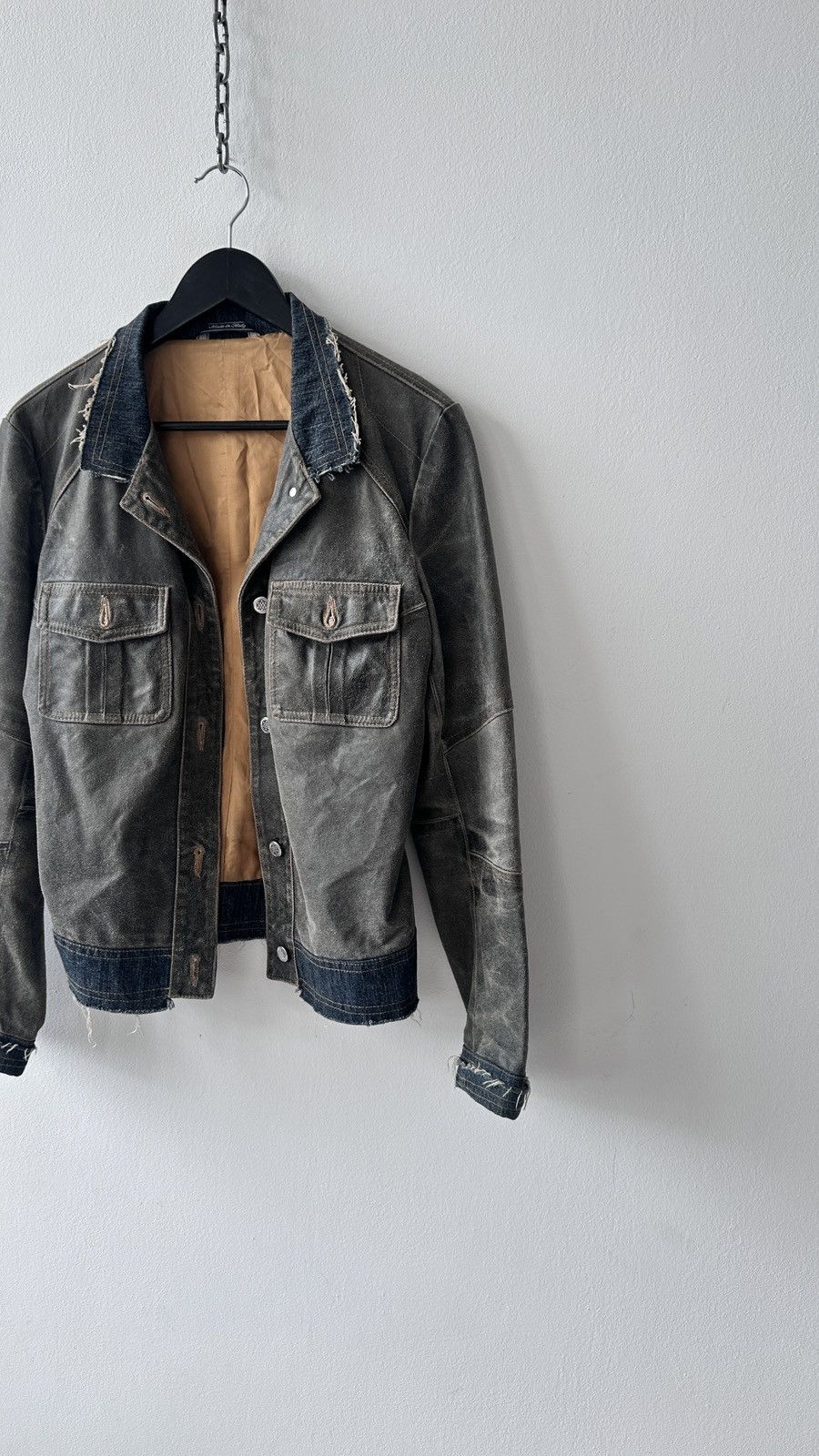 Baldinini Baldinini Italy Distressed Leather Denim Jacket 44 Archive Size M / US 6-8 / IT 42-44 - 5 Thumbnail